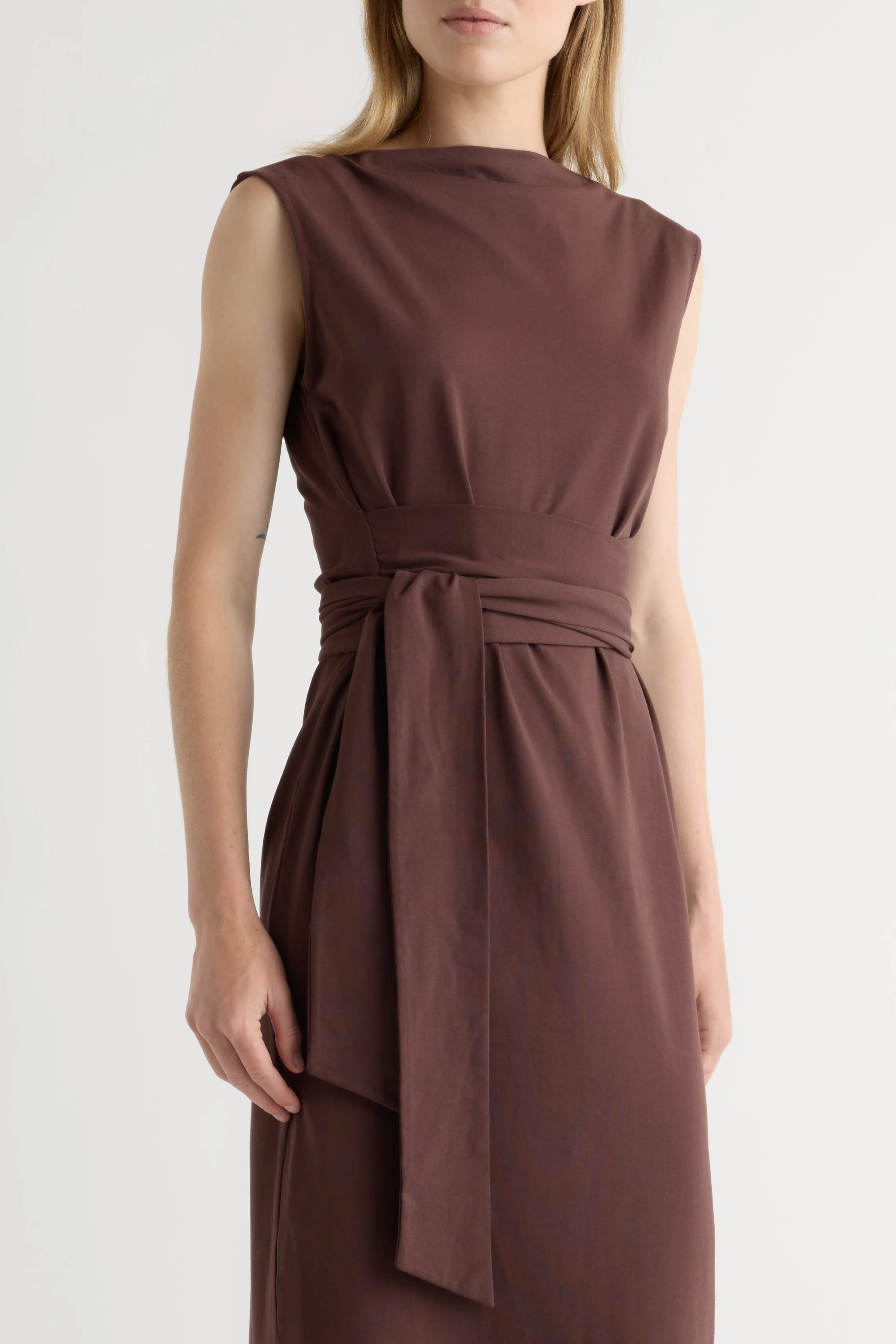 Sleek Look Edina Tie-Front Slit-Neck Dress