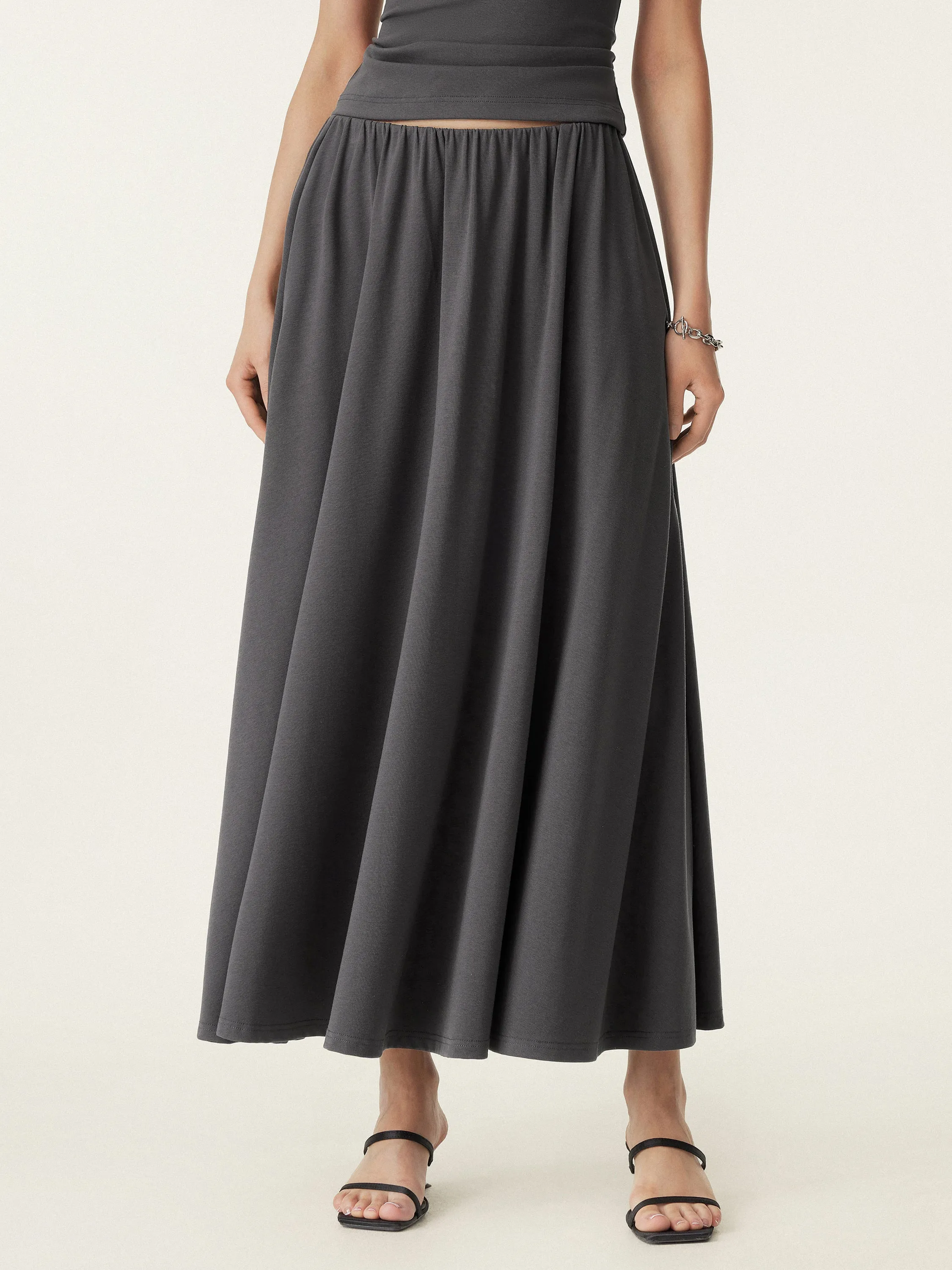 Cozy And Stylish Umbrella Maxi Skirt with Pockets