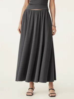 Cozy And Stylish Umbrella Maxi Skirt with Pockets