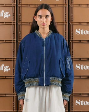 Comfy Option Stone Wash Finish Seed Bomber - Indigo Wonky-Wear