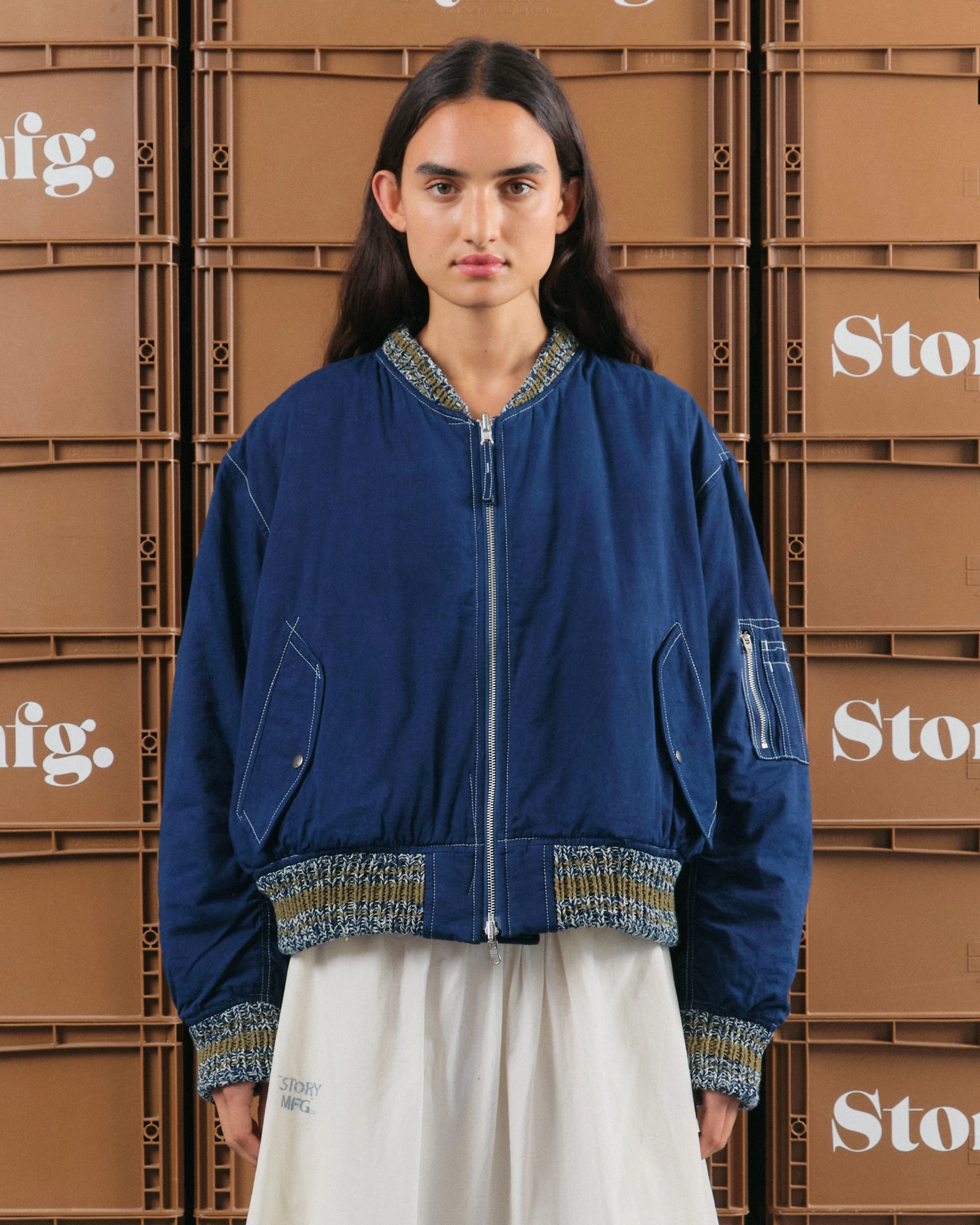 Comfy Option Stone Wash Finish Seed Bomber - Indigo Wonky-Wear