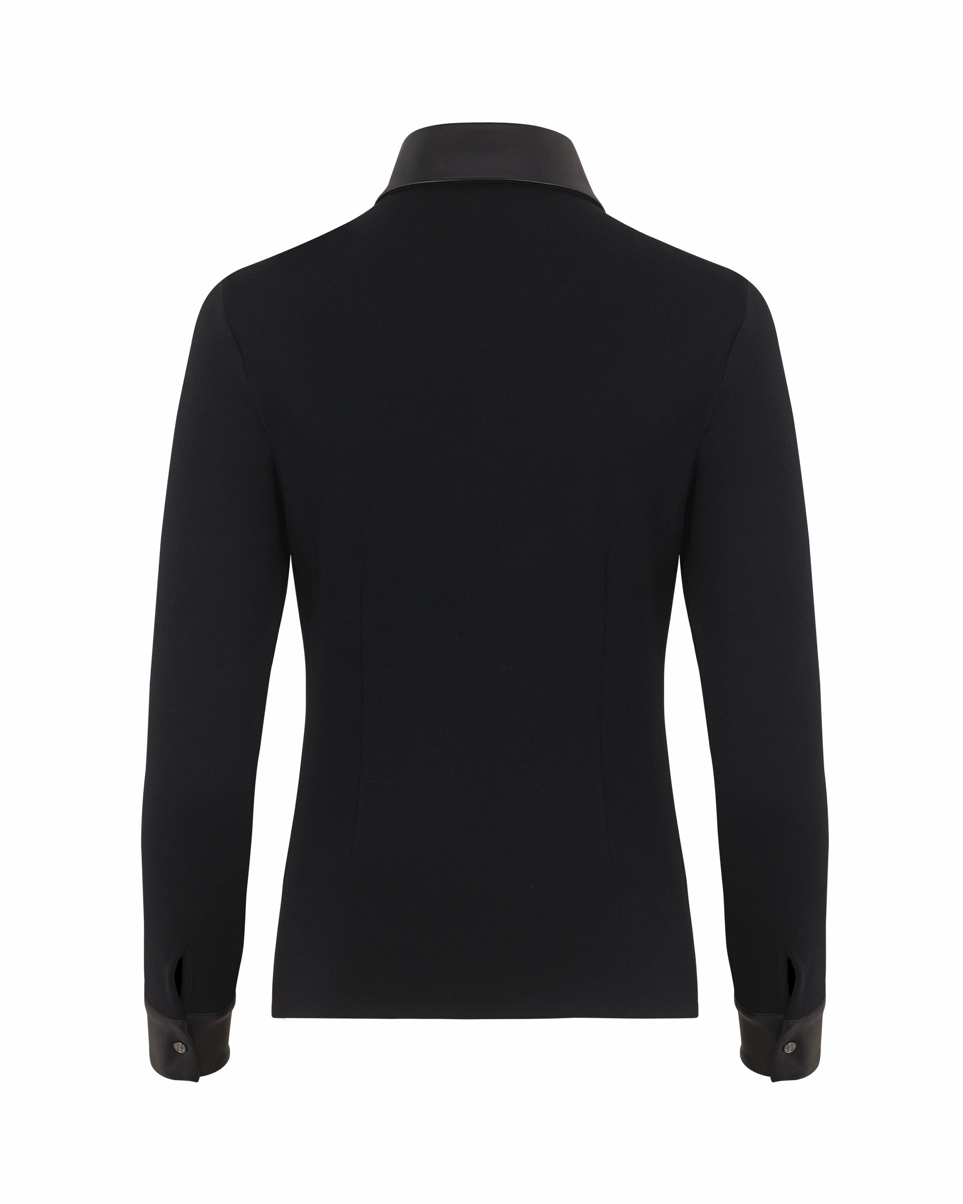 Fair Liar Leather Collar T-Shirt - Black QuickDry Texture