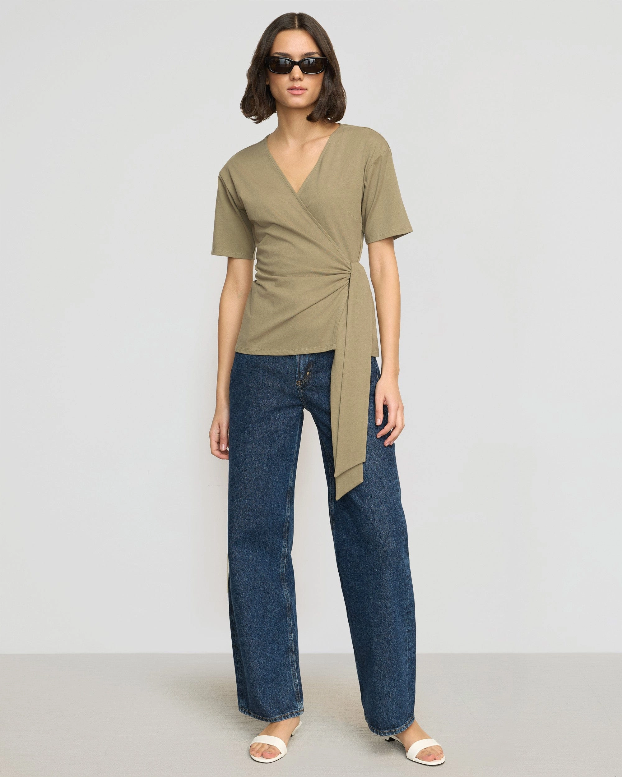 Self Fabric Tie Sena Organic Cotton Wrap Tee
