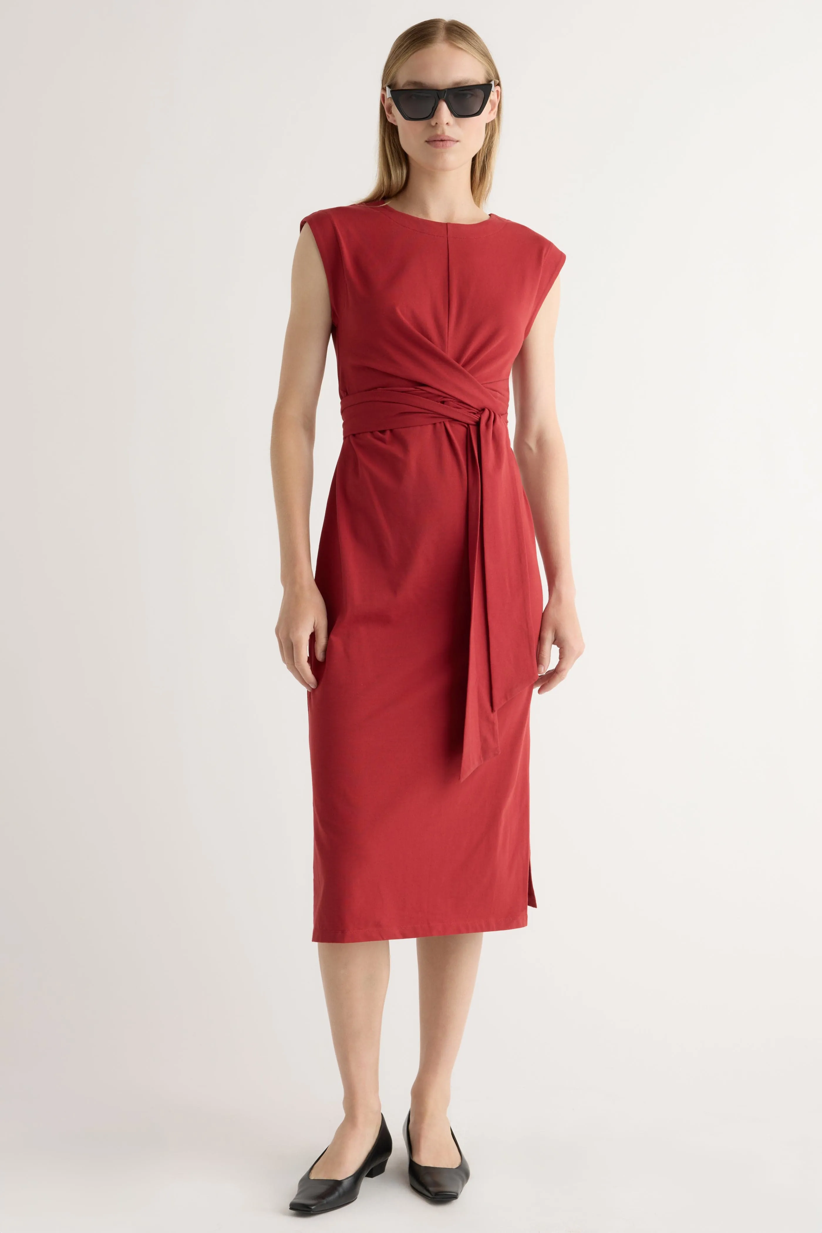 Chic Ensemble Timeless Energy Fei Tie-Front Organic Cotton Dress