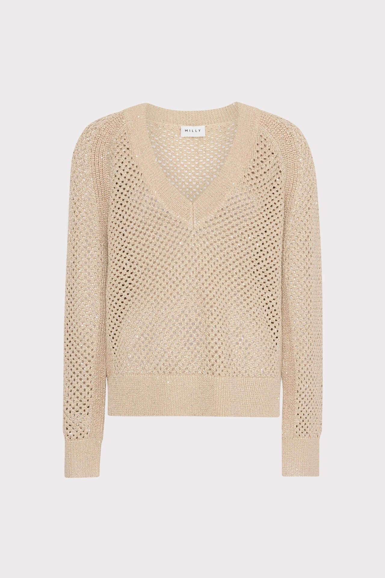 Sequin Mesh V-Neck Sweater Classic Ready Yarn Dyed