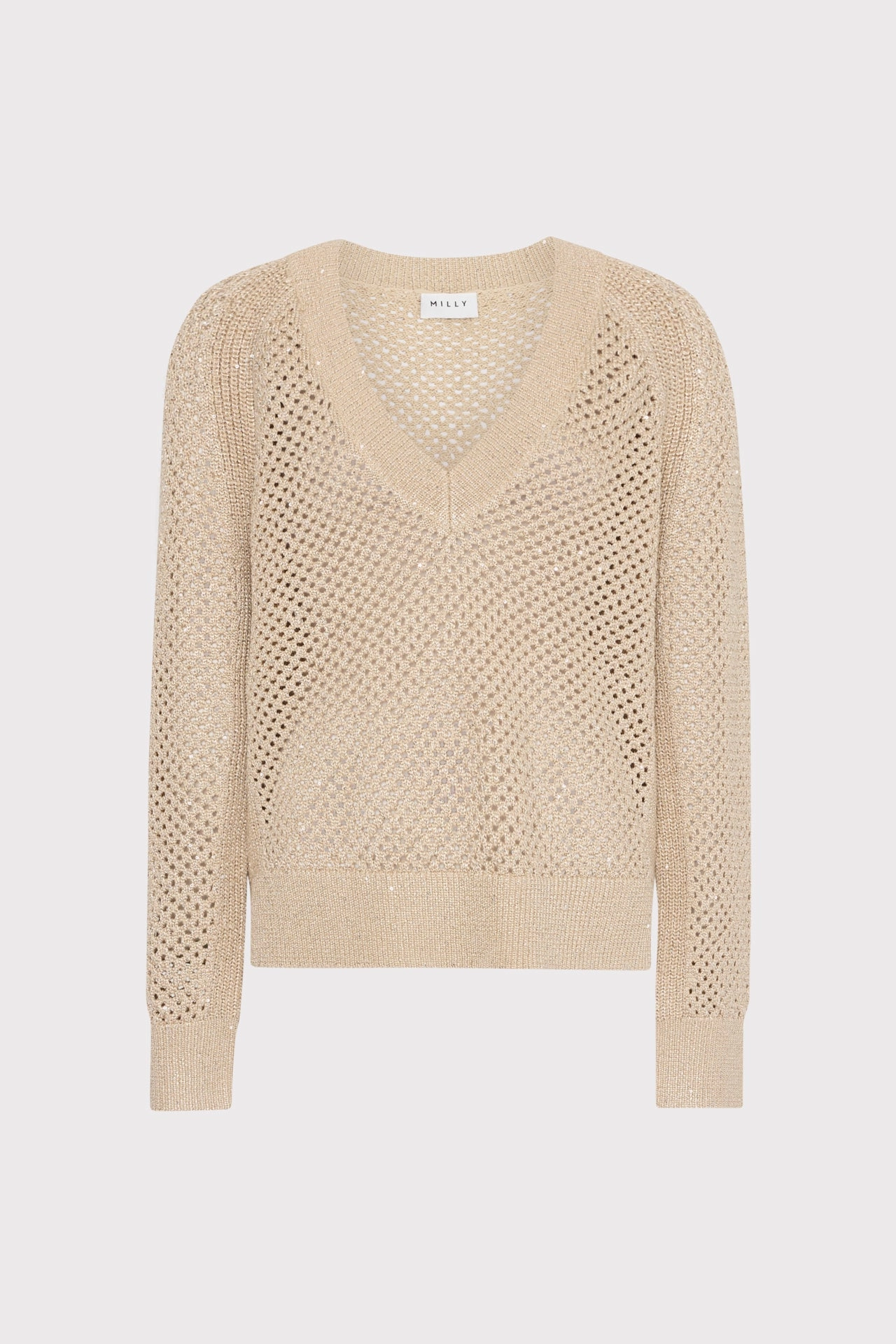 Mood Wear SweaterSpecific Detergent Guide Sequin Mesh V-Neck Sweater