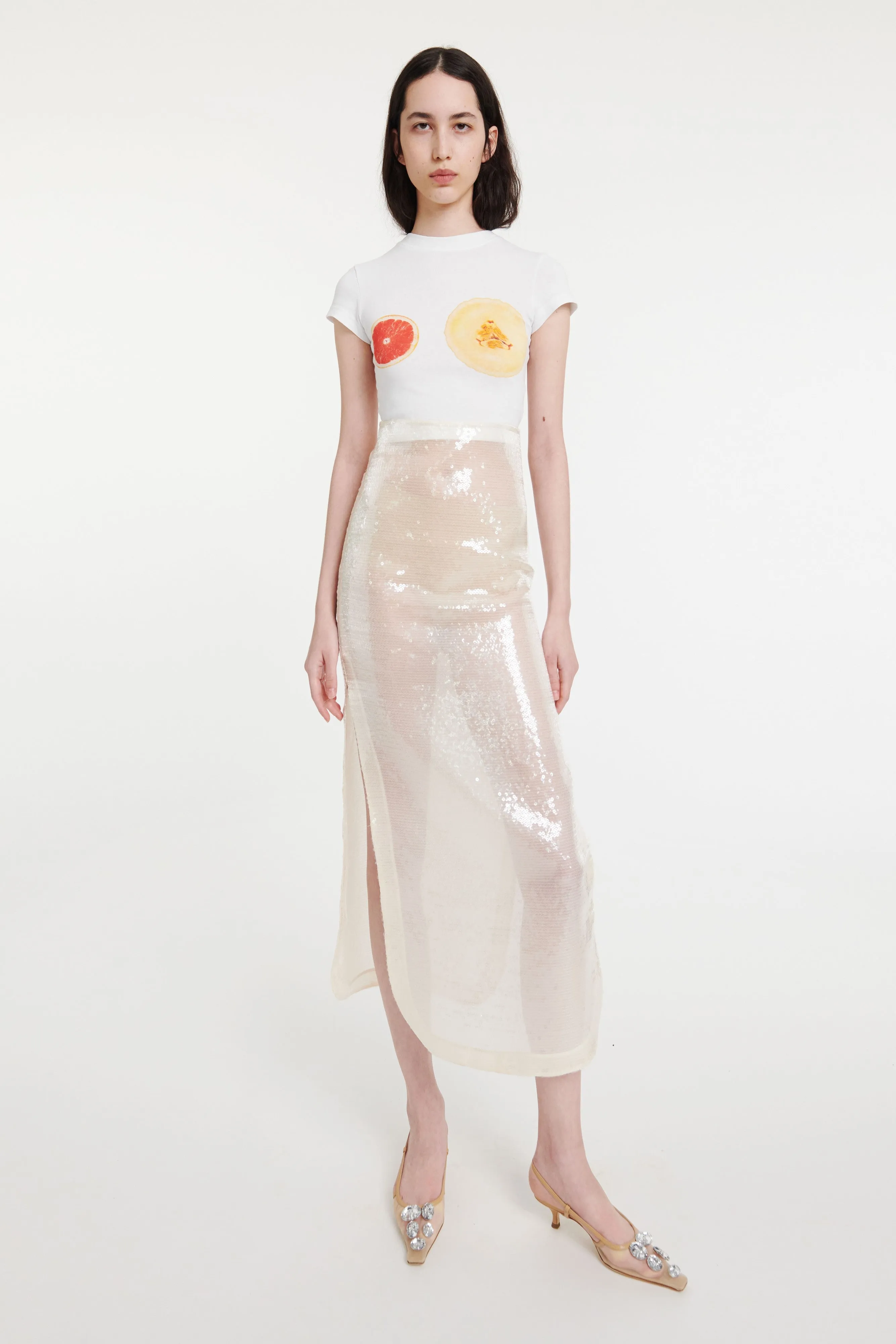Sequined Skirt Ivory investment piece