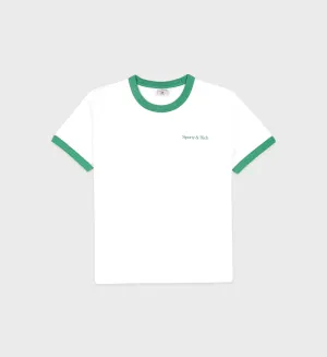 Serif Logo Ringer Tee - White/Verde
