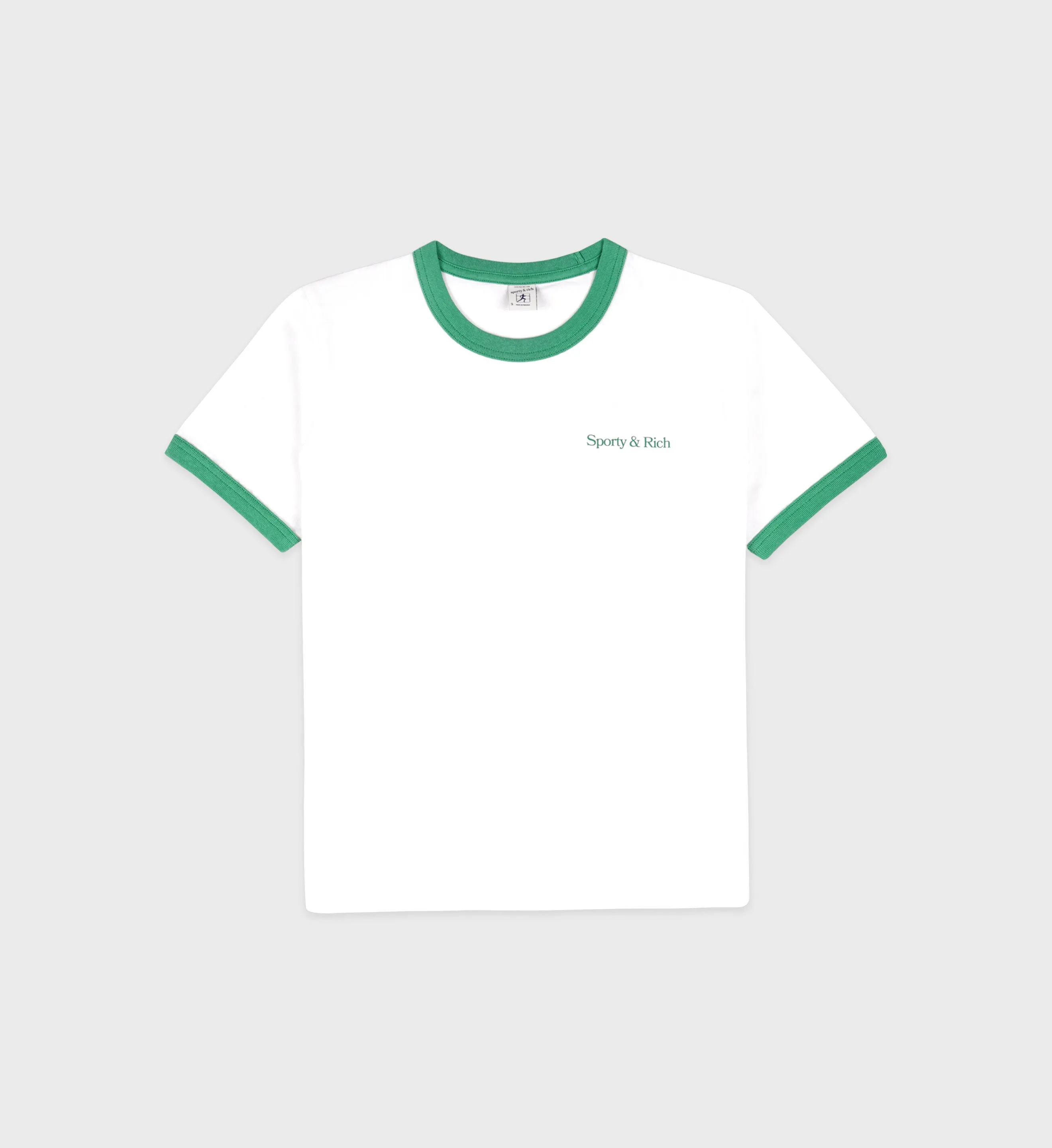 Serif Logo Ringer Tee - White/Verde