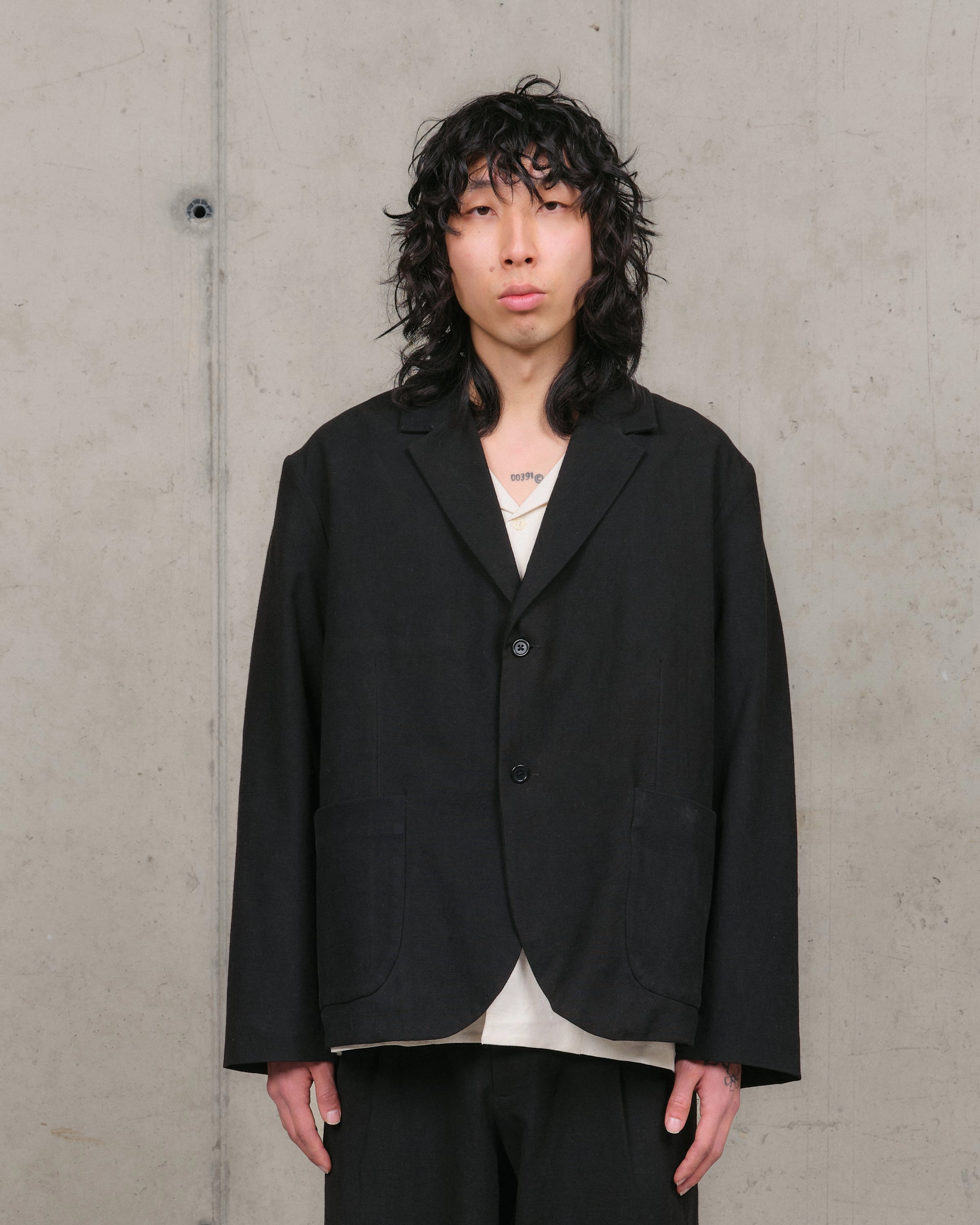 Shale Jacket - Black Slub Lightweight Denim Blend