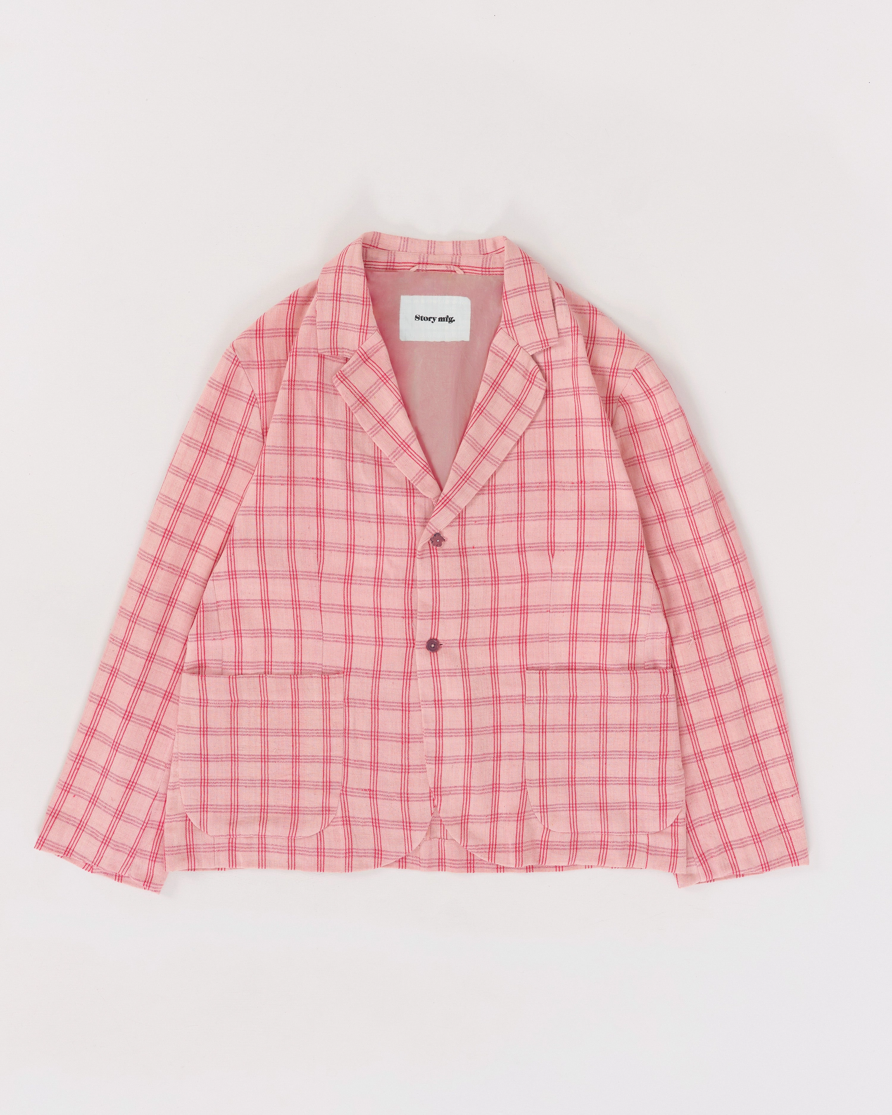 Shale Jacket - Pink Check Handloom Weekend Warrior Elegant Music Event Picnic Style
