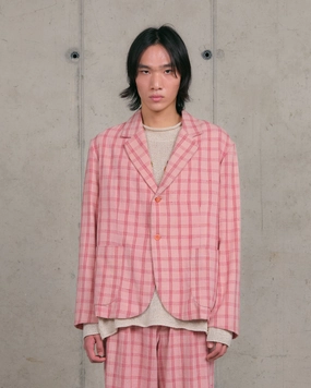 Shale Jacket - Pink Check Handloom Customizable Fit All Fit Style