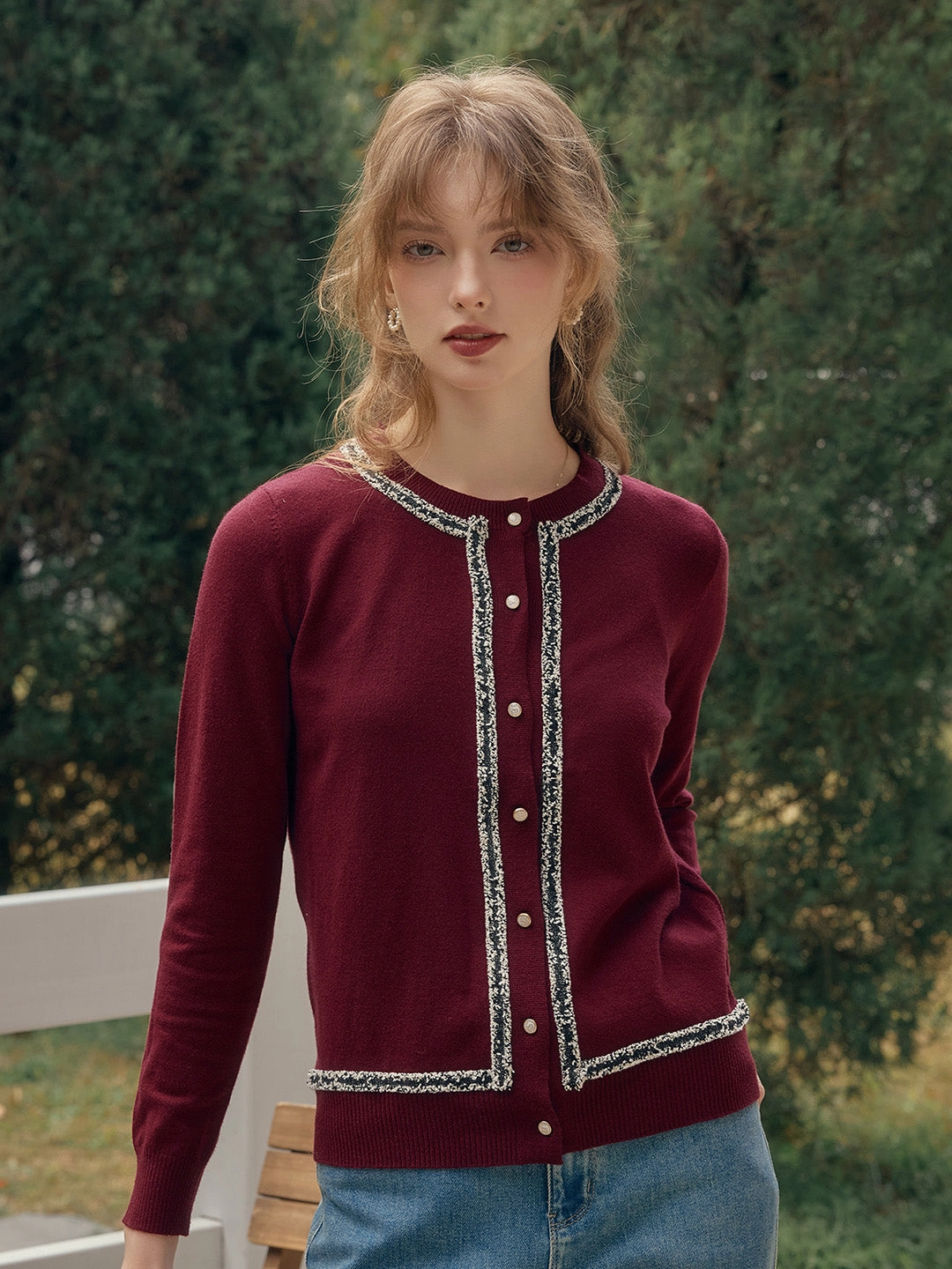 Interlock Weave ??Final Sale??Larkin Round Neck High-End Elegant -Inspired Cardigan