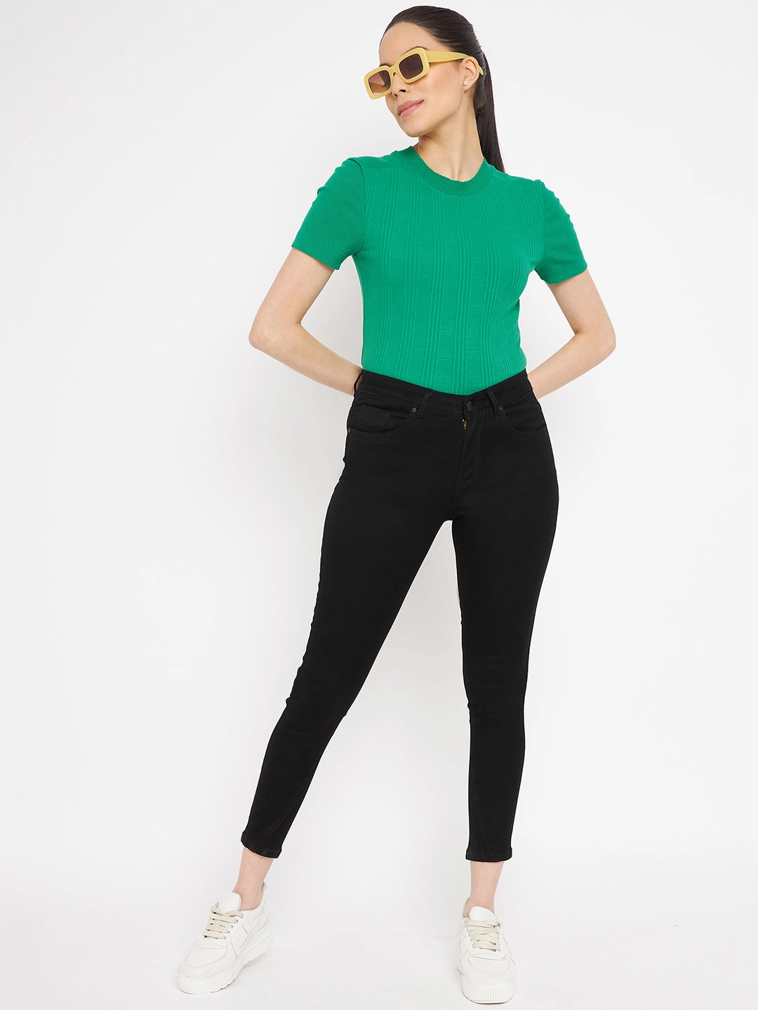 Winter Warmth Minimalist Madame Solid Black Denim