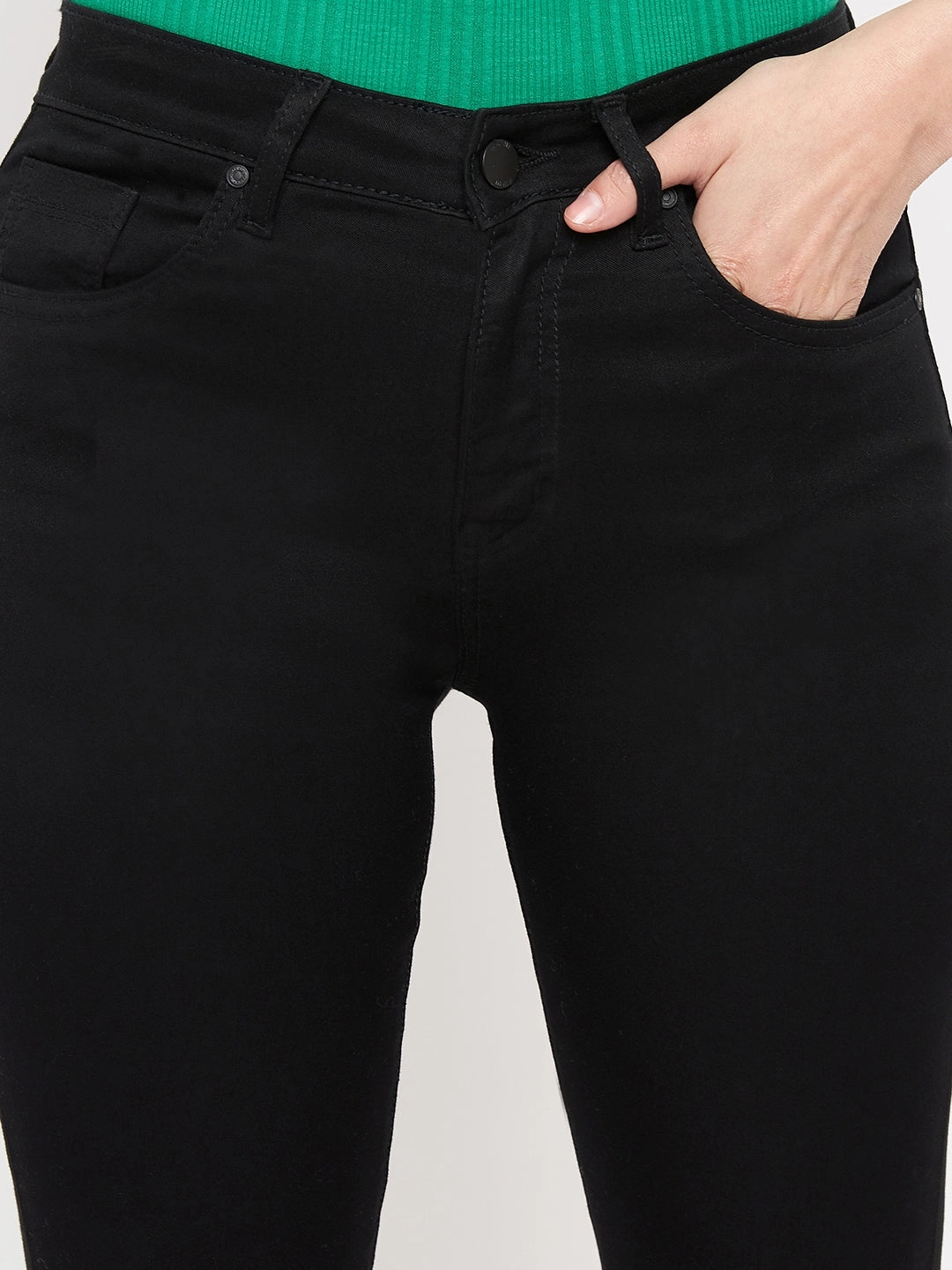 Stylish Touch Madame Solid Black Denim