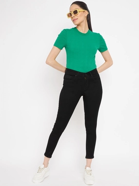 Winter Warmth Minimalist Madame Solid Black Denim