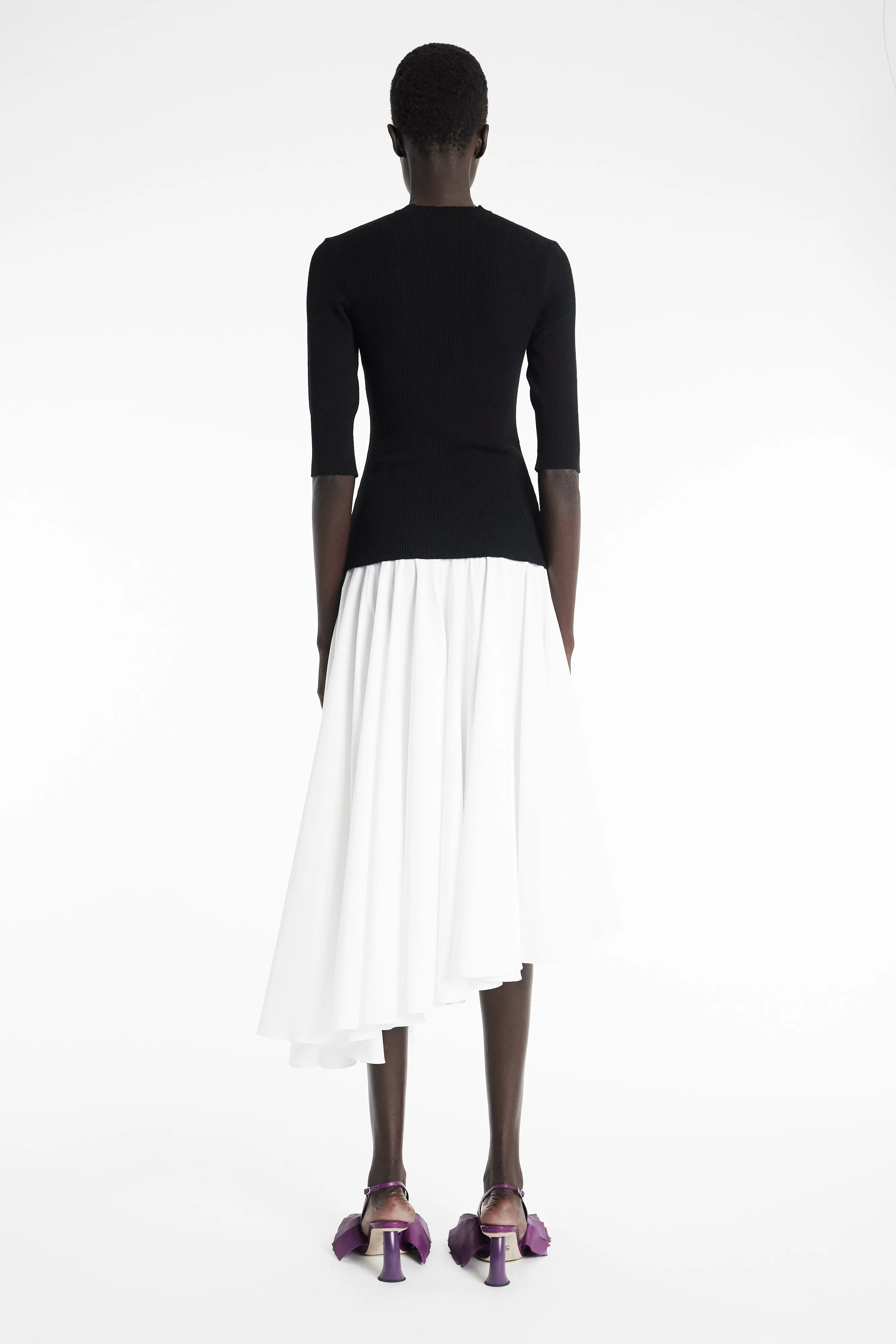 Festive Wear Shimmer-Finish Knit Top Dress Black White