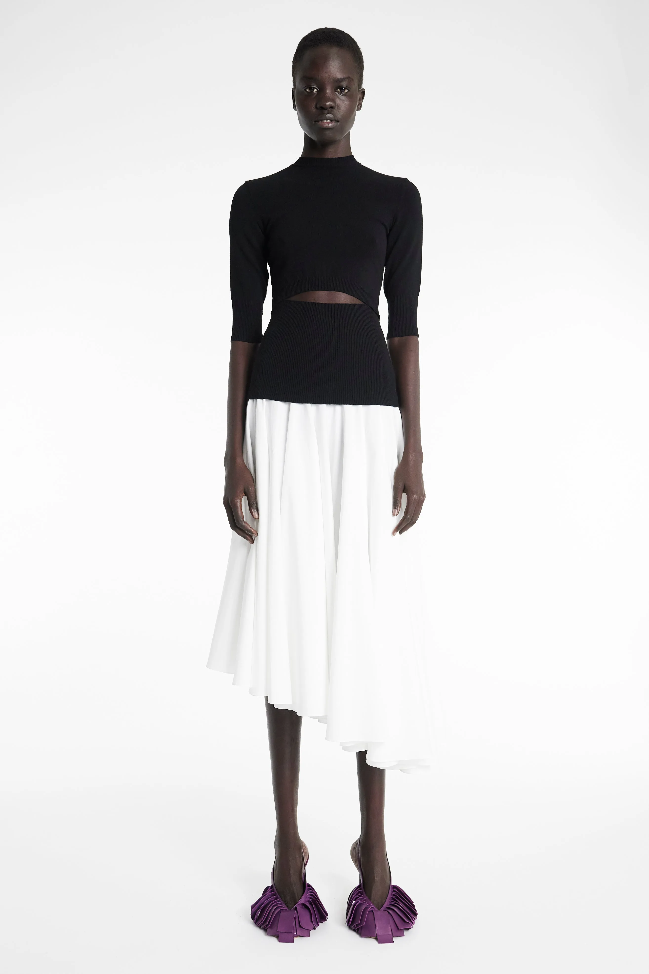 Knit Top Dress Black White Movement Friendly