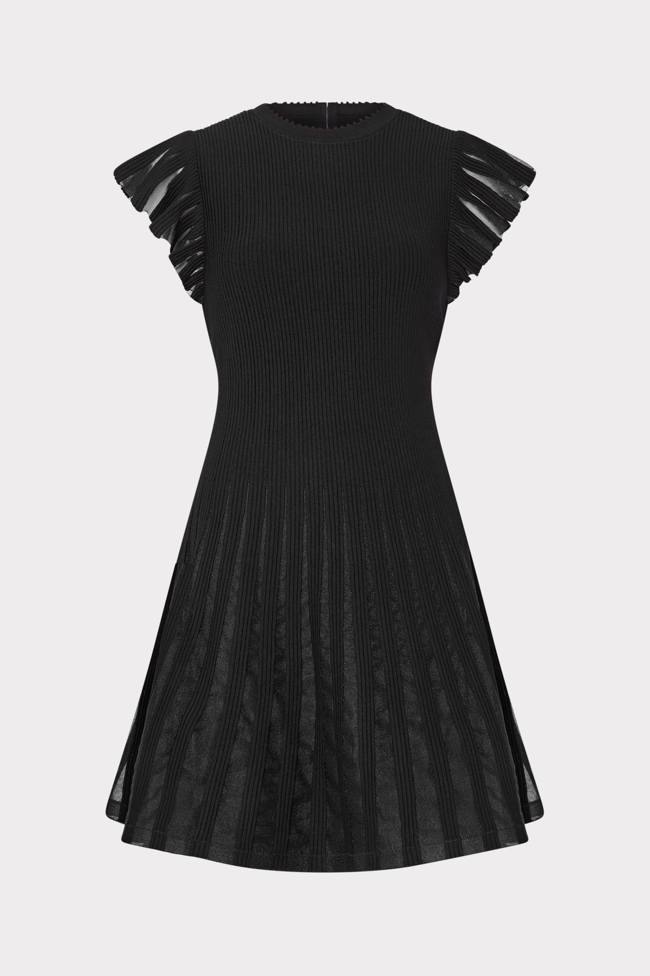 Sheer Flutter Sleeve Knit Mini Dress Flexible Knit Construction Stylish Comfort
