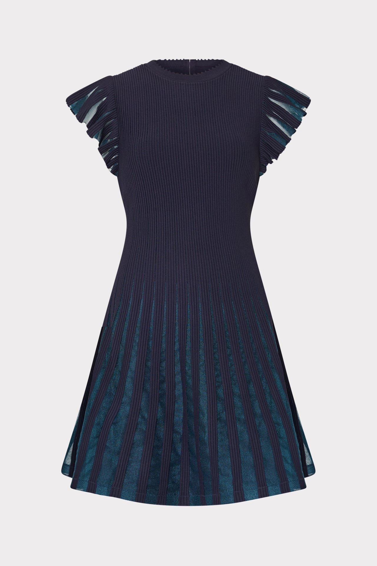 Sheer Flutter Sleeve Knit Mini Dress Warm Touch