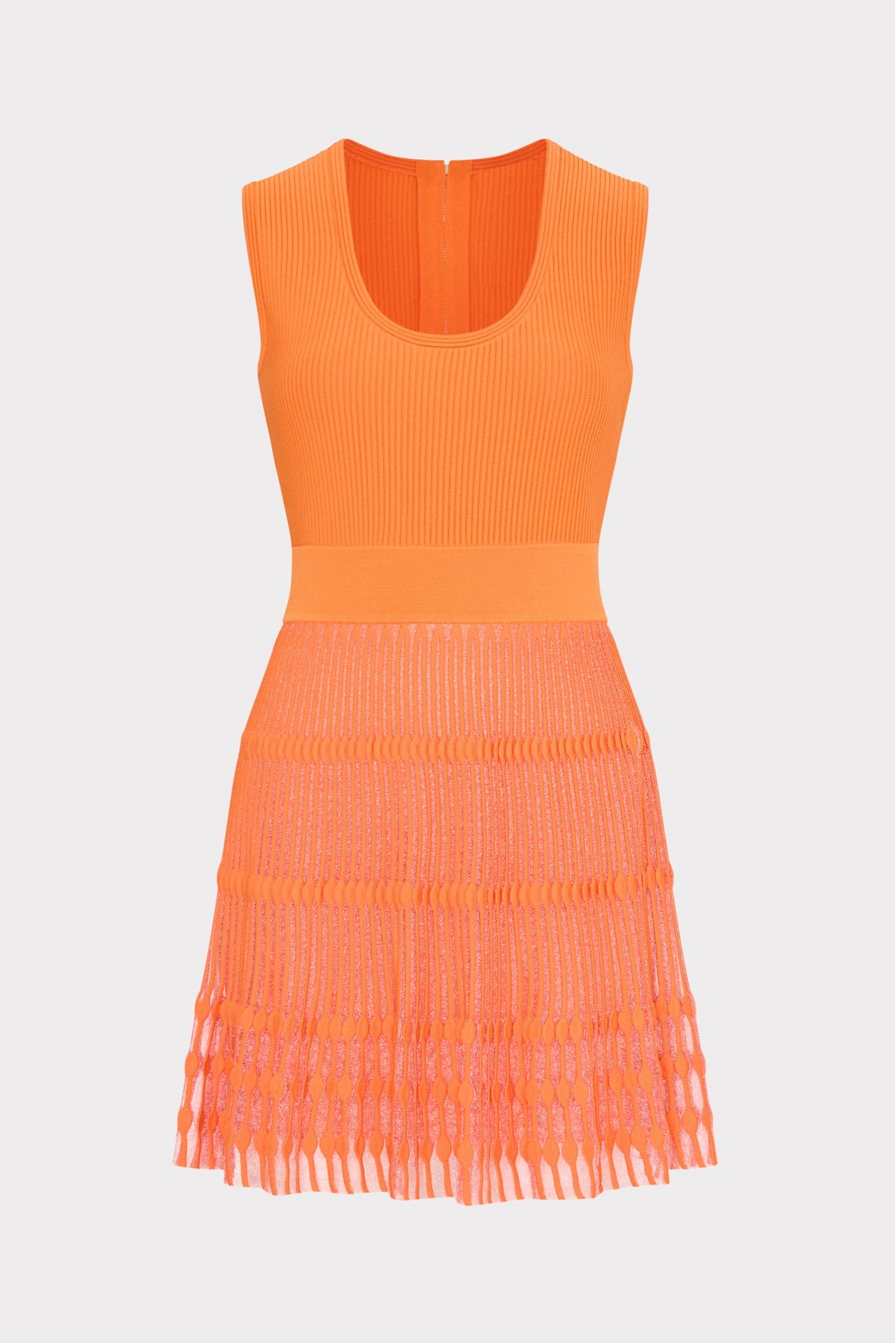 Lightweight Design Layered Stitch Details Sheer Knit Fit And Flare Mini Dress