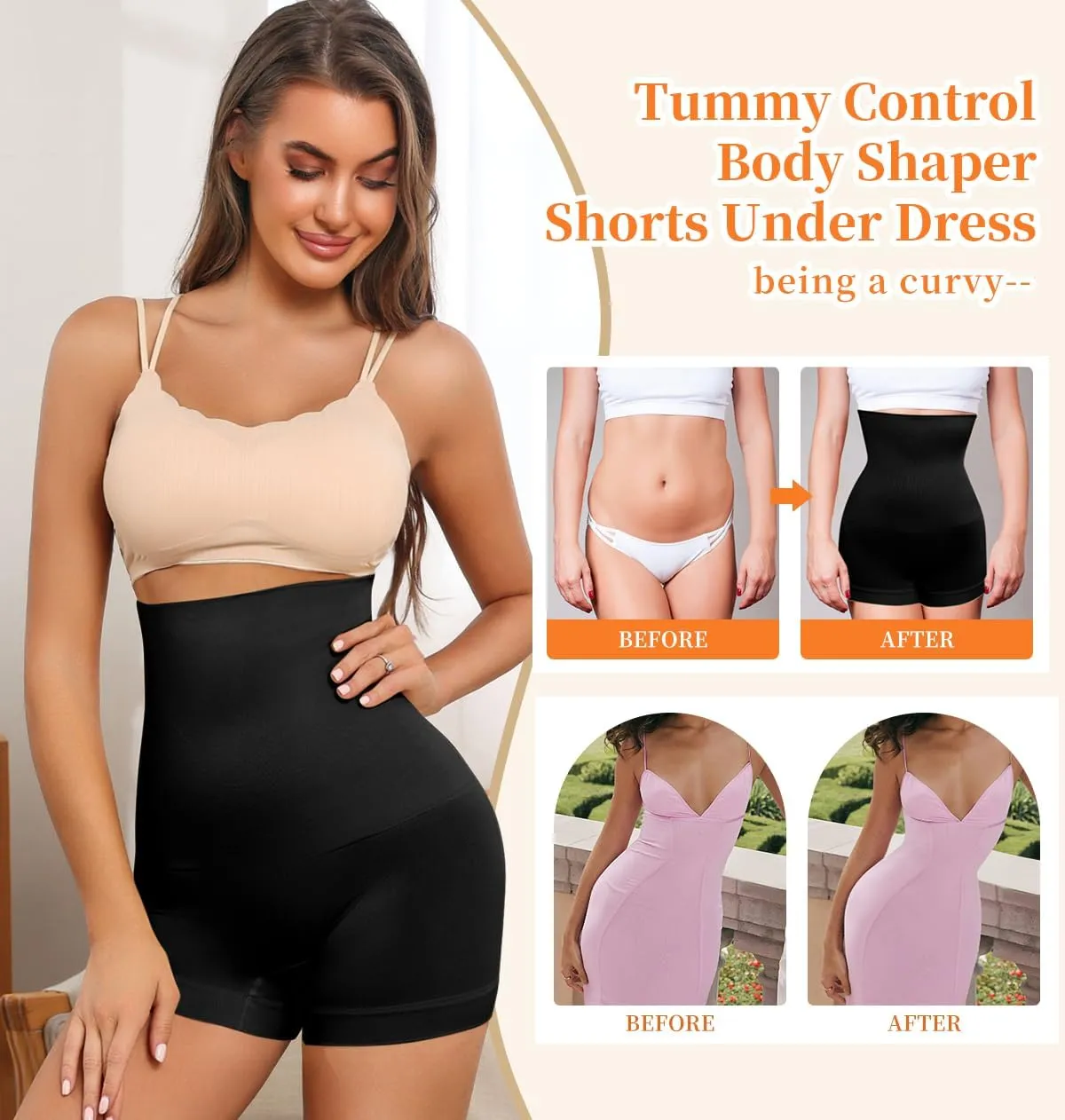 SHEKINI Body Shaper For Women Tummy Control Shapewear Shorts High Waist Compression Panties Slimming 2 Pack