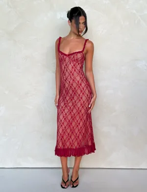 Smooth Finish DEJA DRESS - RED : BERRY RED