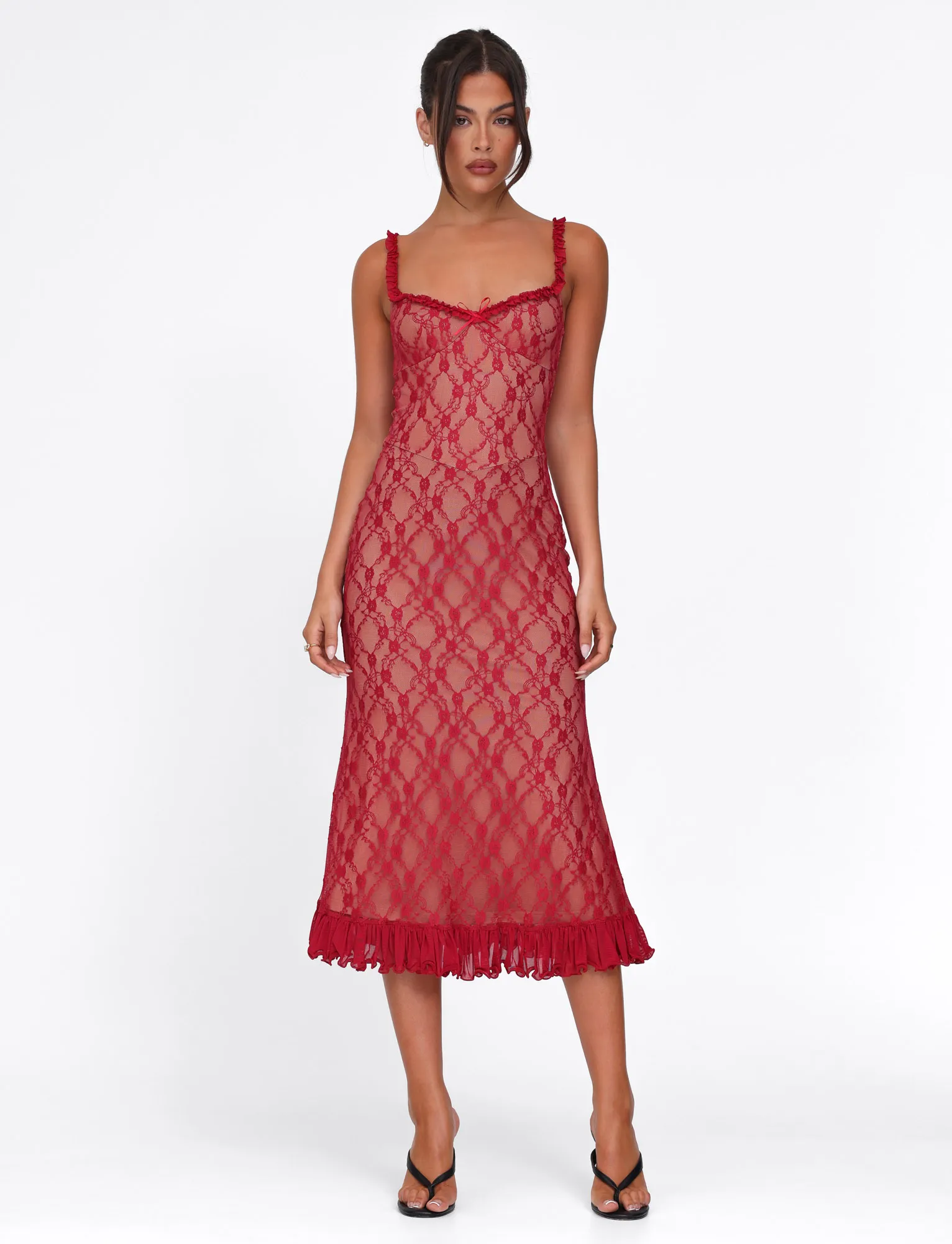 Soft Stitch Elastic Fit DEJA DRESS - RED : BERRY RED