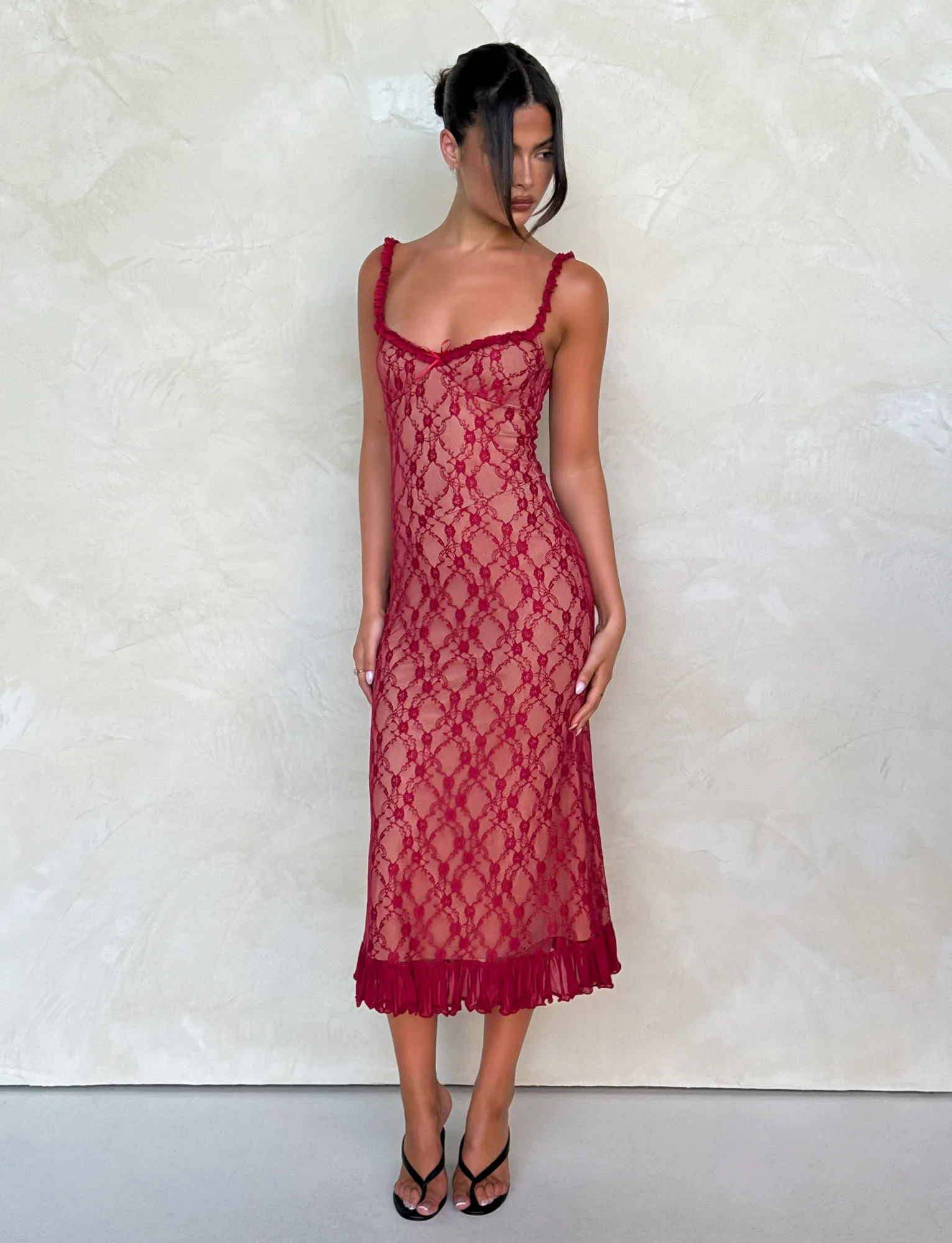 Smooth Finish DEJA DRESS - RED : BERRY RED
