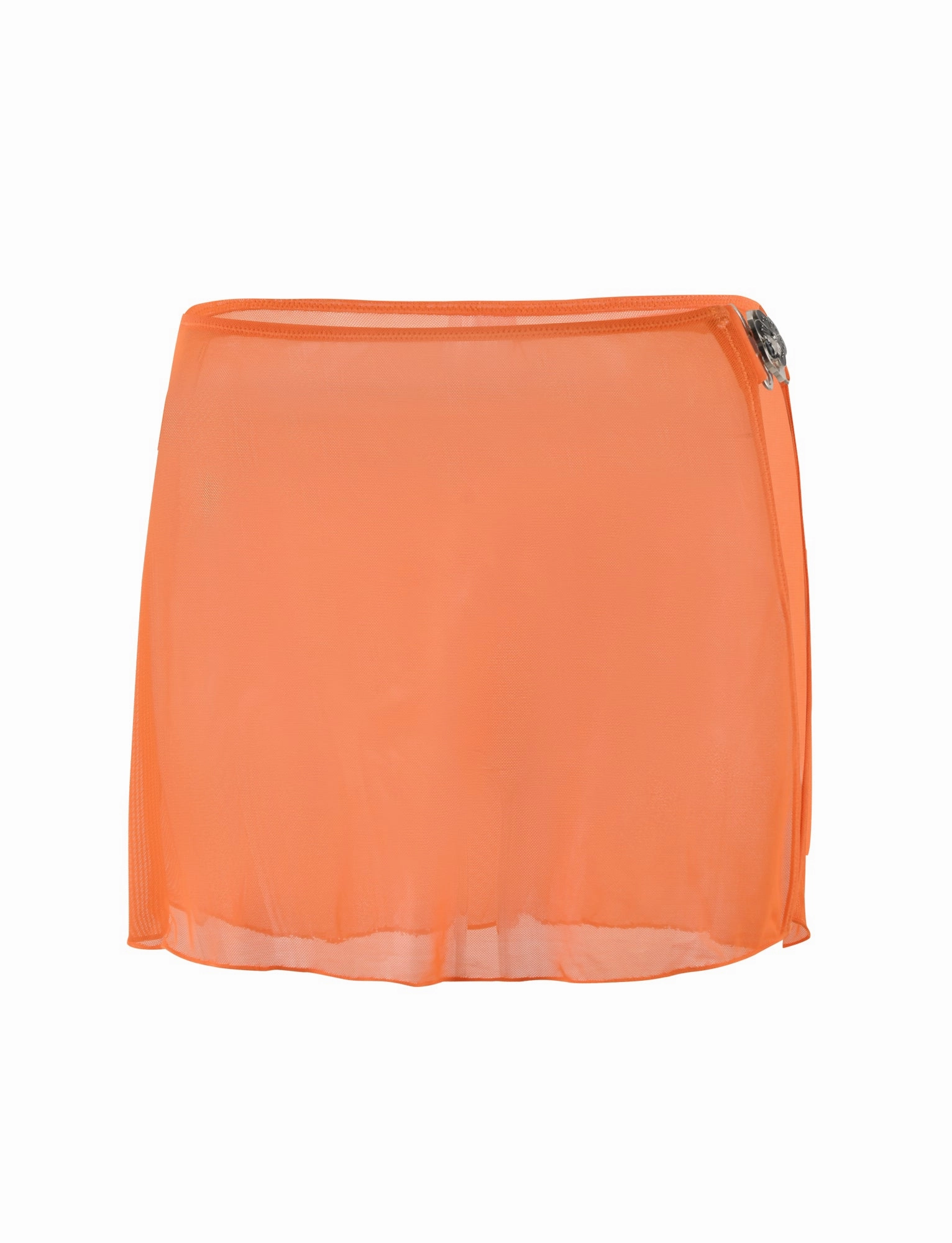 Saltwater Proof Stitch Reinforcement Pool Party Swim CYNTHIA MINI MESH SKIRT - ORANGE : BURNT ORANGE