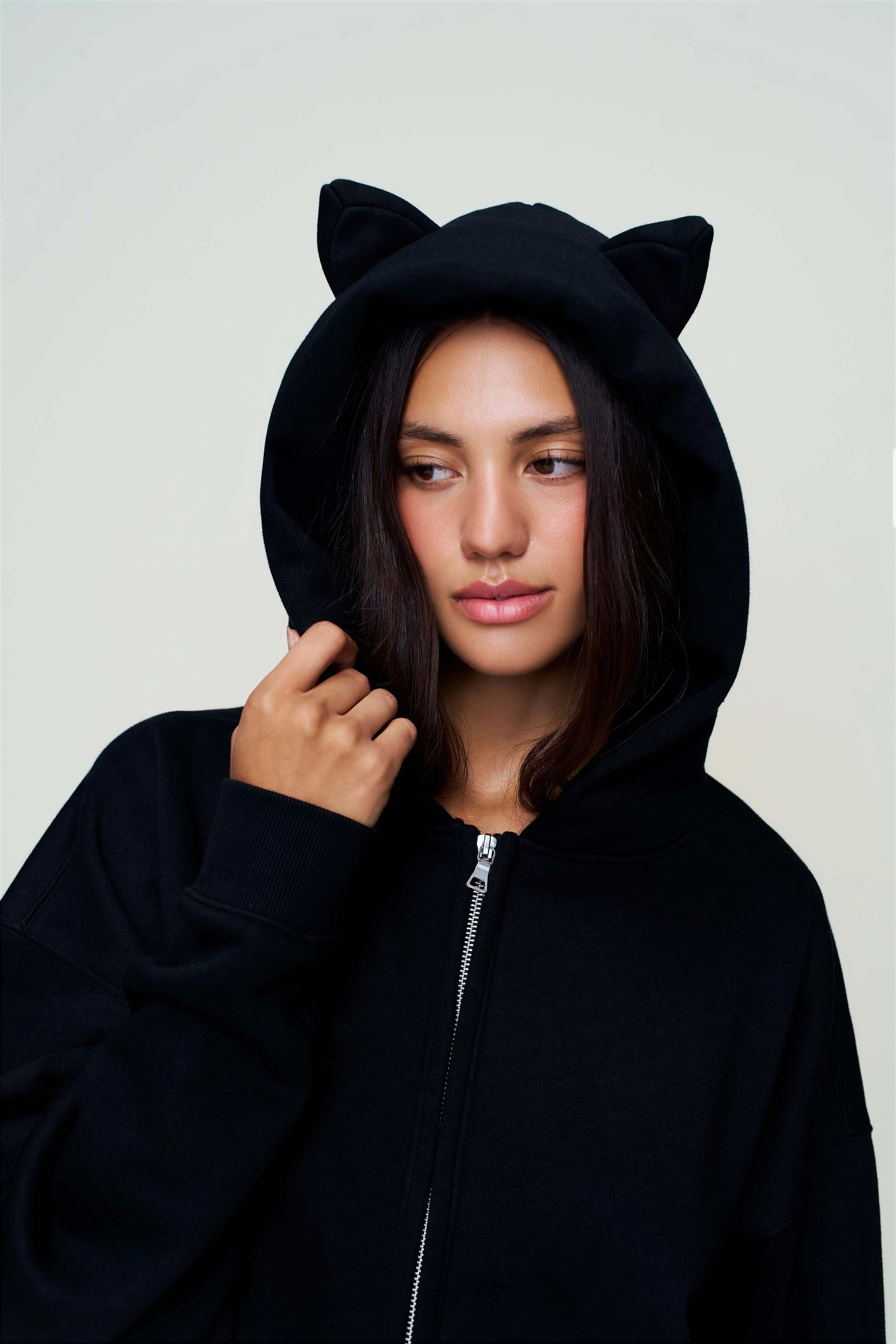 Shiba Bedazzle Zip Up Layered Texture Circular Knit Technique