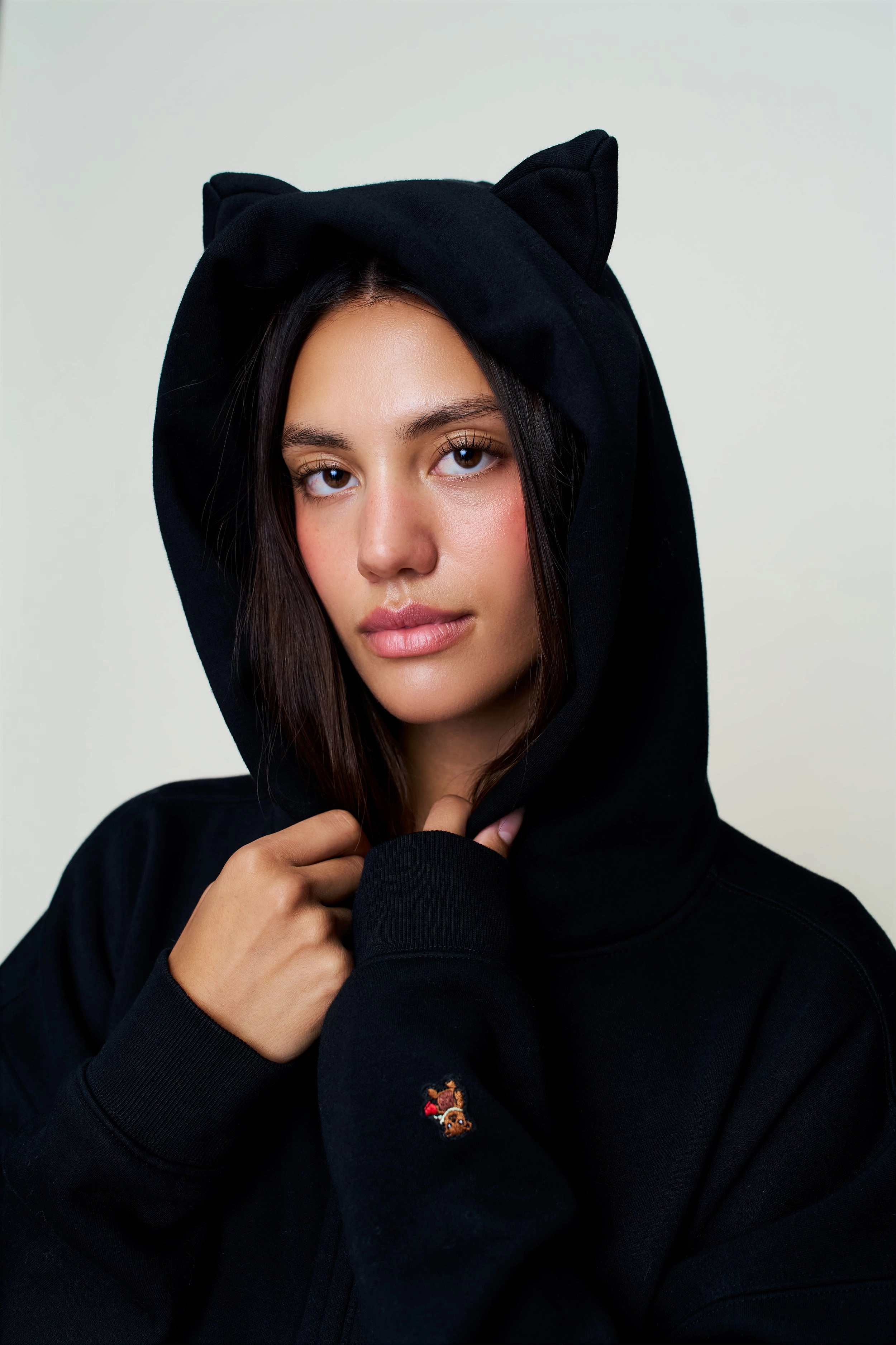 Layered Neckline Street Casual Style Shiba Bedazzle Zip Up
