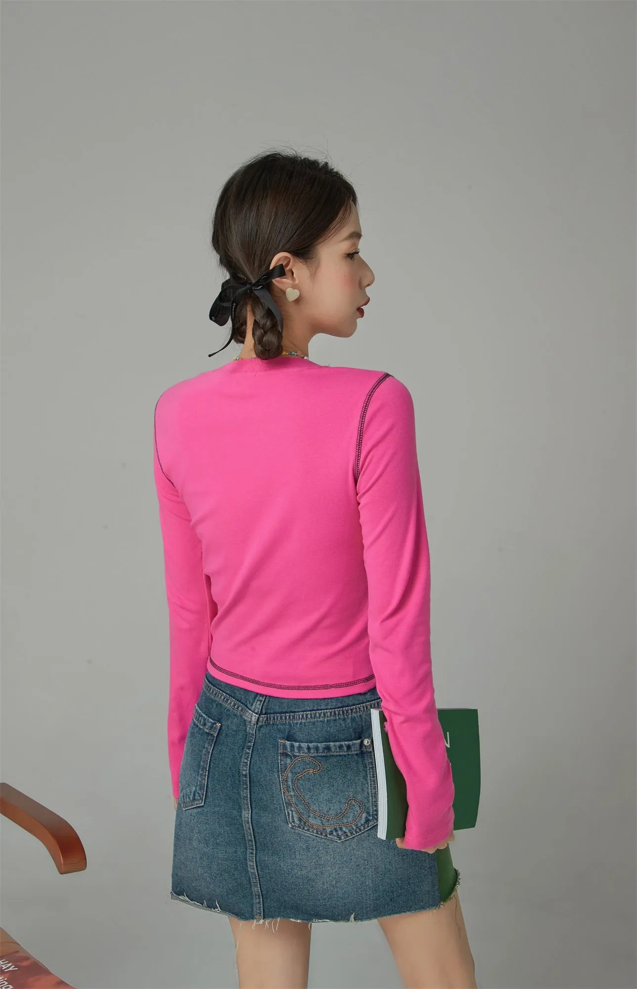 Shiny Confidence Cherry Color Cropped T-Shirt