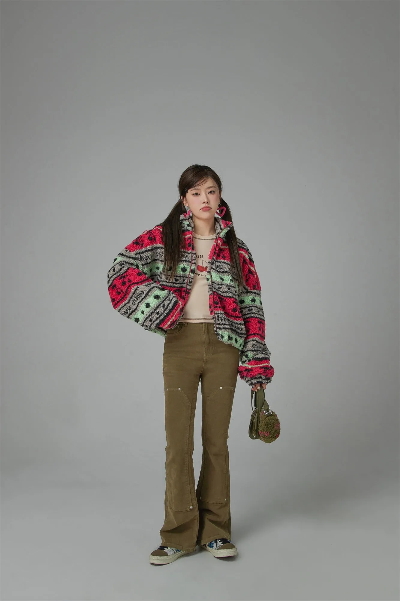 Shiny Confidence Cherry Color Cropped T-Shirt