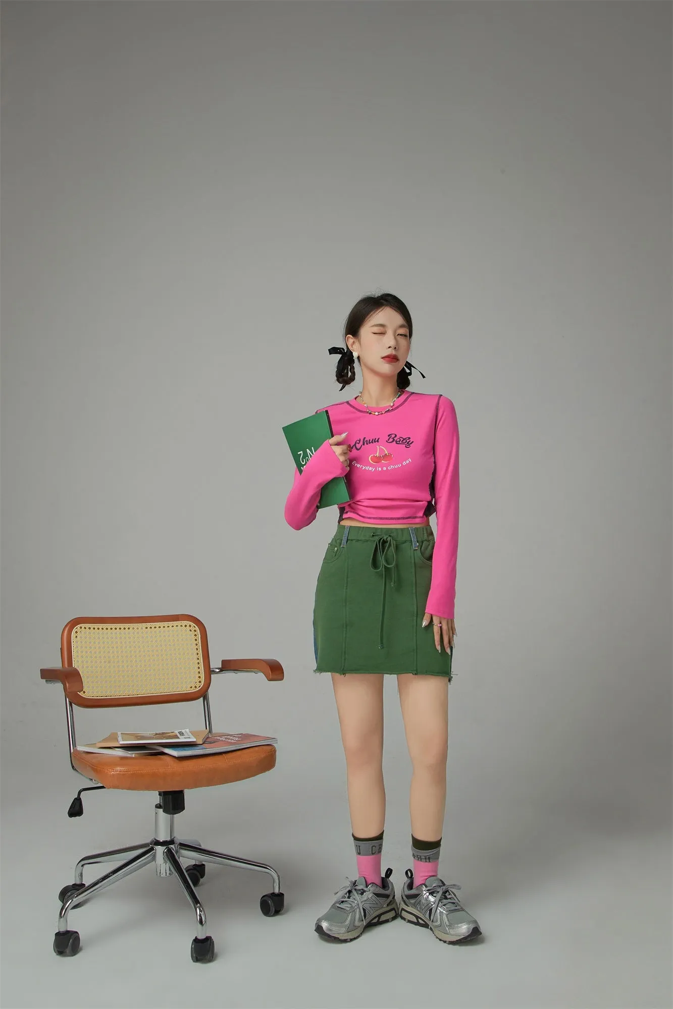 Shiny Confidence Cherry Color Cropped T-Shirt