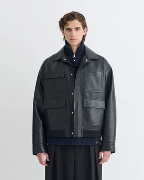 Zubin - Regenerated Leather Jacket - Black pastime Form Fitting