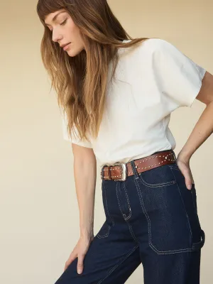 Shirred Waist Dolman Tee White Premium Cotton Blend