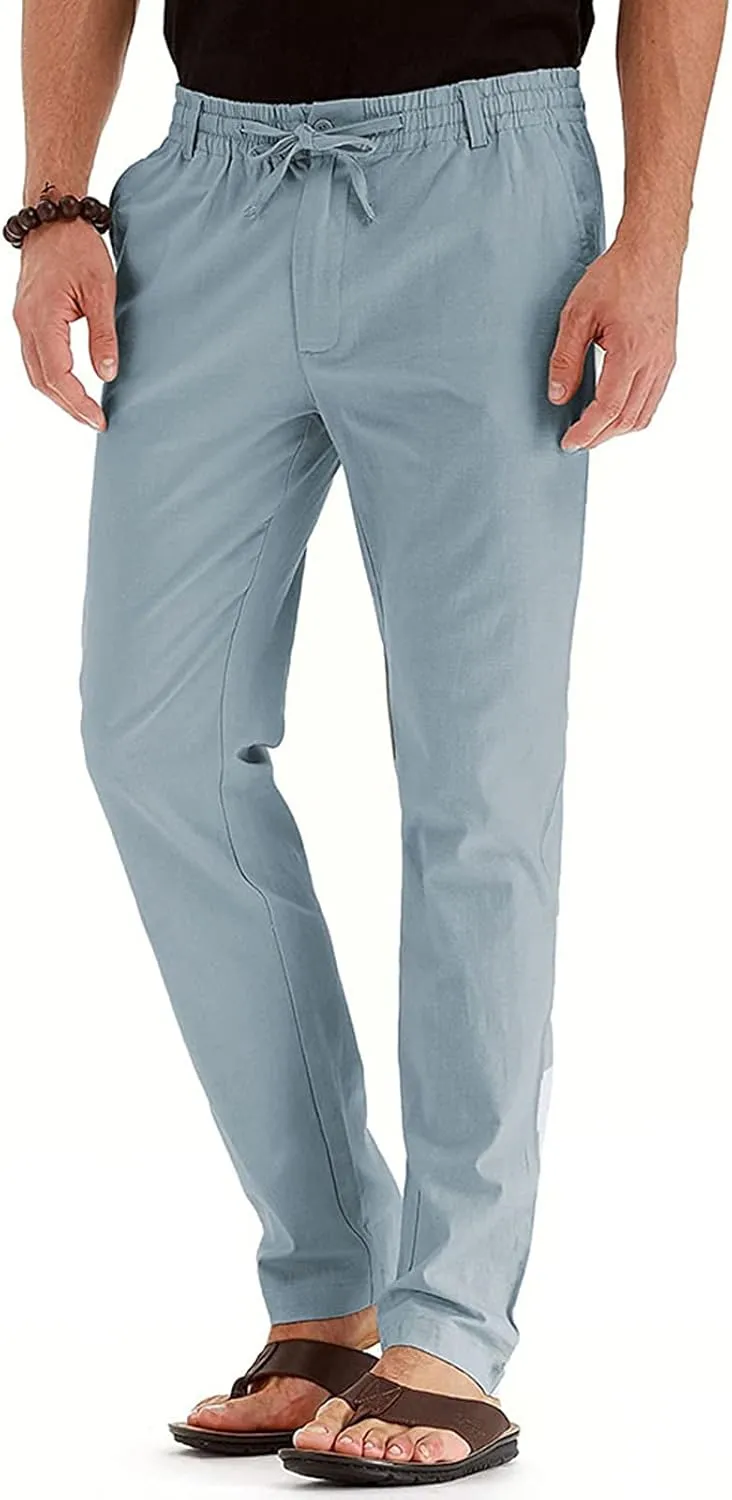SHOPESSA Mens Business Casual Pants Relaxed Fit Relaxed Fit Elastic Waist Comfort Stretch Dress Pants Cotton Stretch Pants