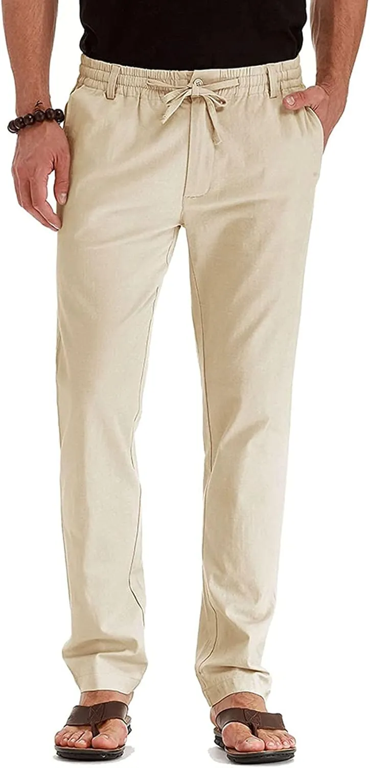 SHOPESSA Mens Business Casual Pants Relaxed Fit Relaxed Fit Elastic Waist Comfort Stretch Dress Pants Cotton Stretch Pants