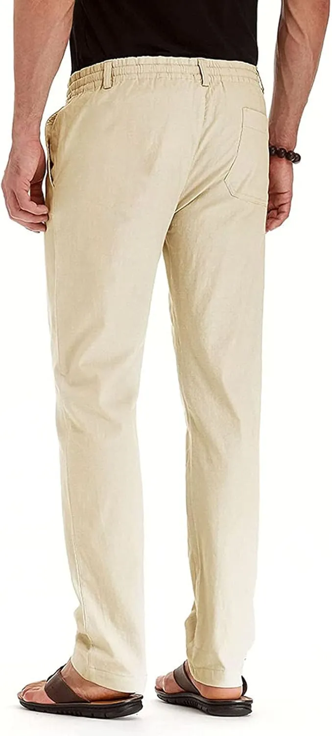 SHOPESSA Mens Business Casual Pants Relaxed Fit Relaxed Fit Elastic Waist Comfort Stretch Dress Pants Cotton Stretch Pants