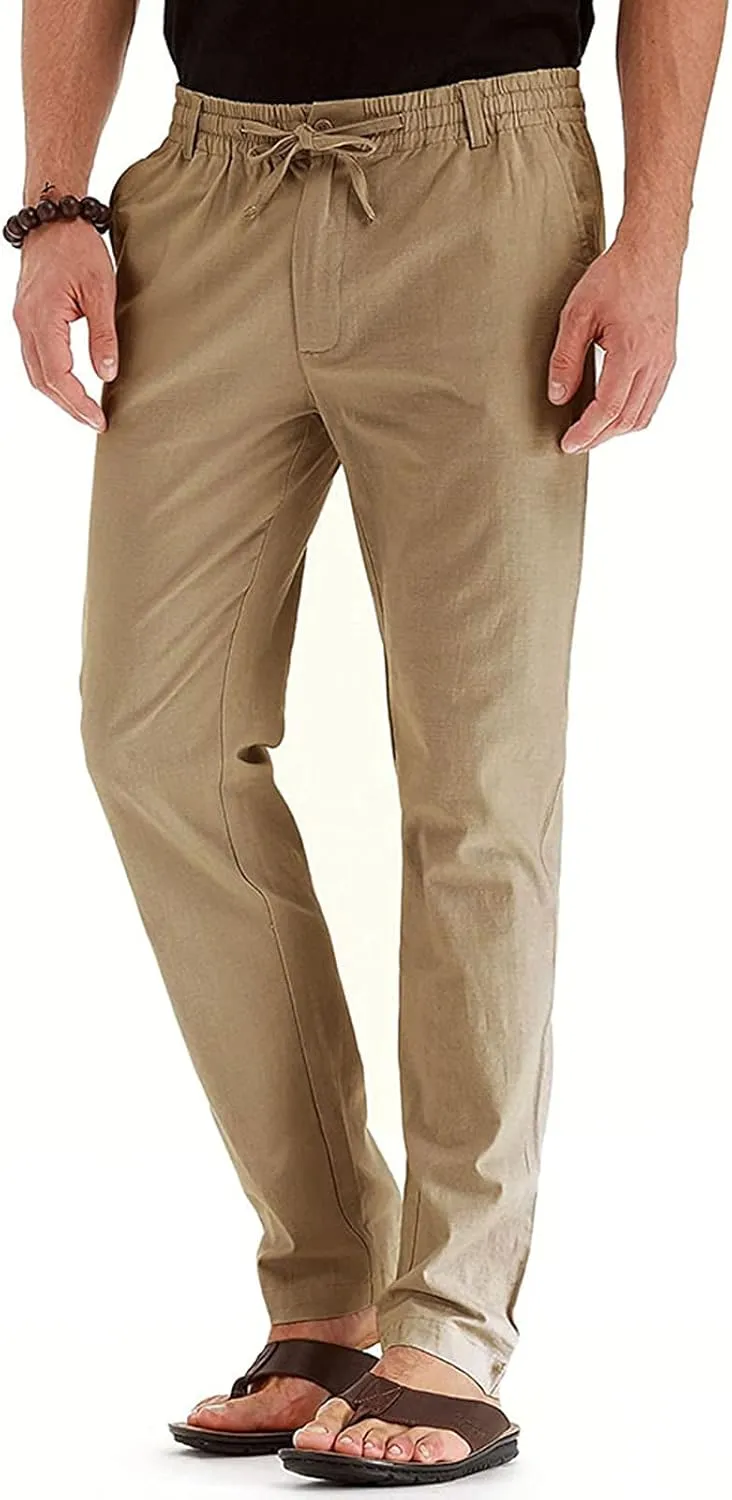 SHOPESSA Mens Business Casual Pants Relaxed Fit Relaxed Fit Elastic Waist Comfort Stretch Dress Pants Cotton Stretch Pants