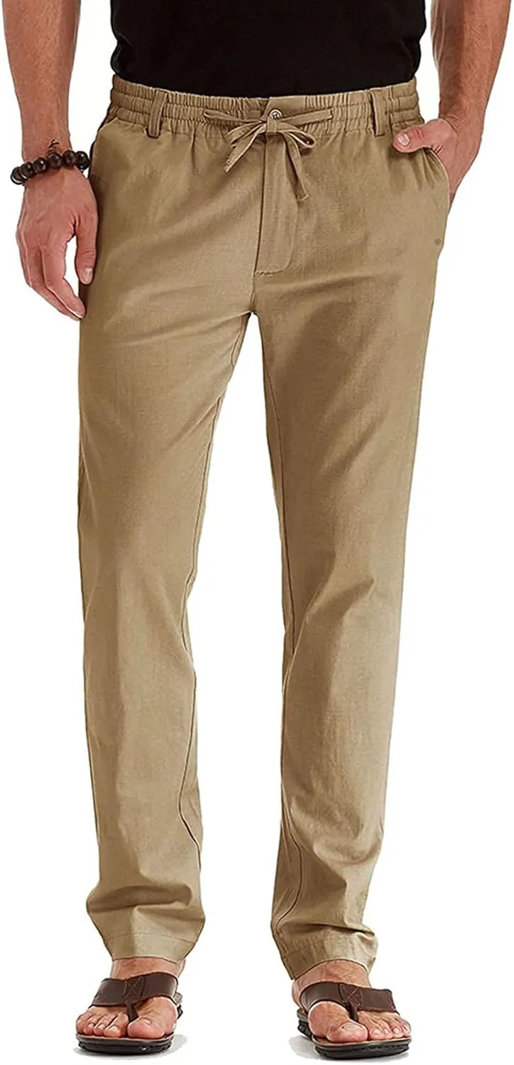 SHOPESSA Mens Business Casual Pants Relaxed Fit Relaxed Fit Elastic Waist Comfort Stretch Dress Pants Cotton Stretch Pants