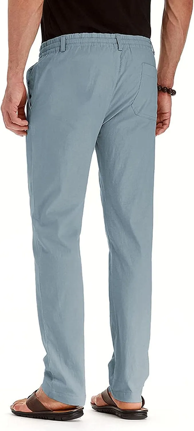 SHOPESSA Mens Business Casual Pants Relaxed Fit Relaxed Fit Elastic Waist Comfort Stretch Dress Pants Cotton Stretch Pants