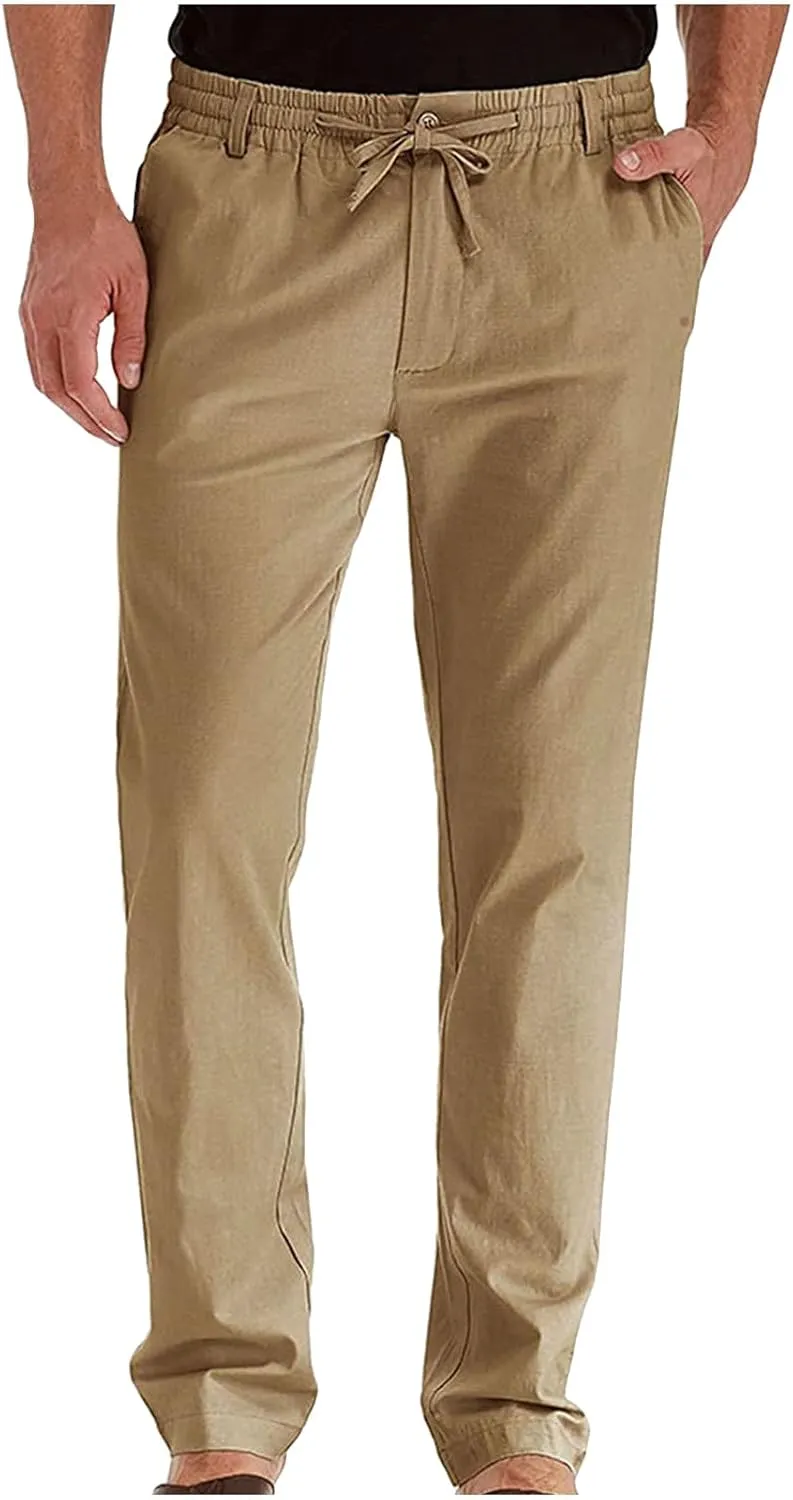 SHOPESSA Mens Business Casual Pants Relaxed Fit Relaxed Fit Elastic Waist Comfort Stretch Dress Pants Cotton Stretch Pants