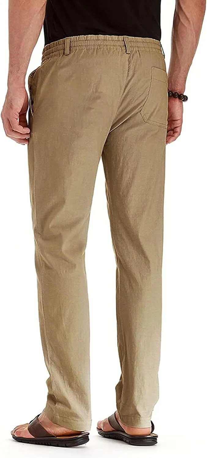 SHOPESSA Mens Business Casual Pants Relaxed Fit Relaxed Fit Elastic Waist Comfort Stretch Dress Pants Cotton Stretch Pants