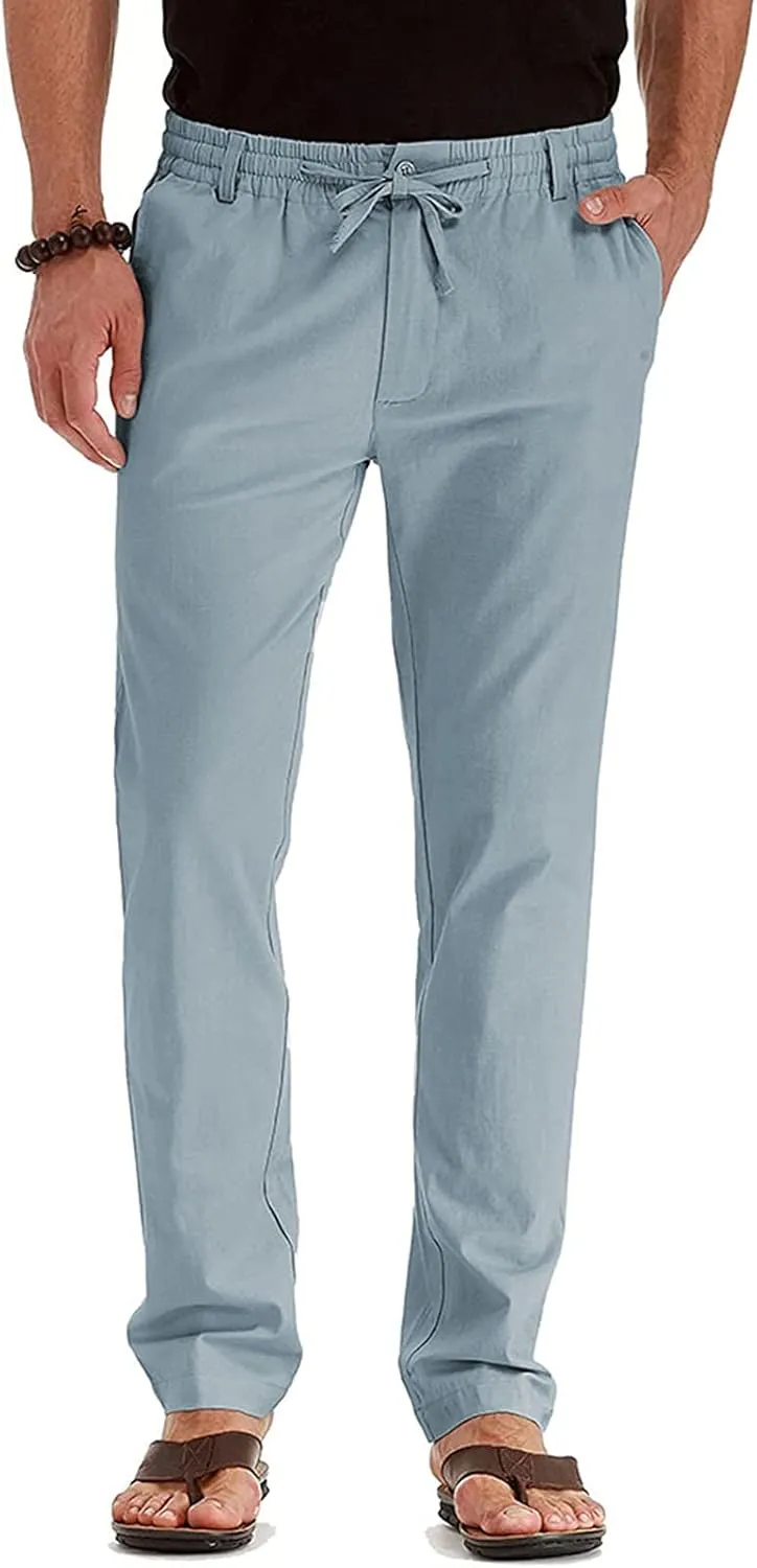 SHOPESSA Mens Business Casual Pants Relaxed Fit Relaxed Fit Elastic Waist Comfort Stretch Dress Pants Cotton Stretch Pants