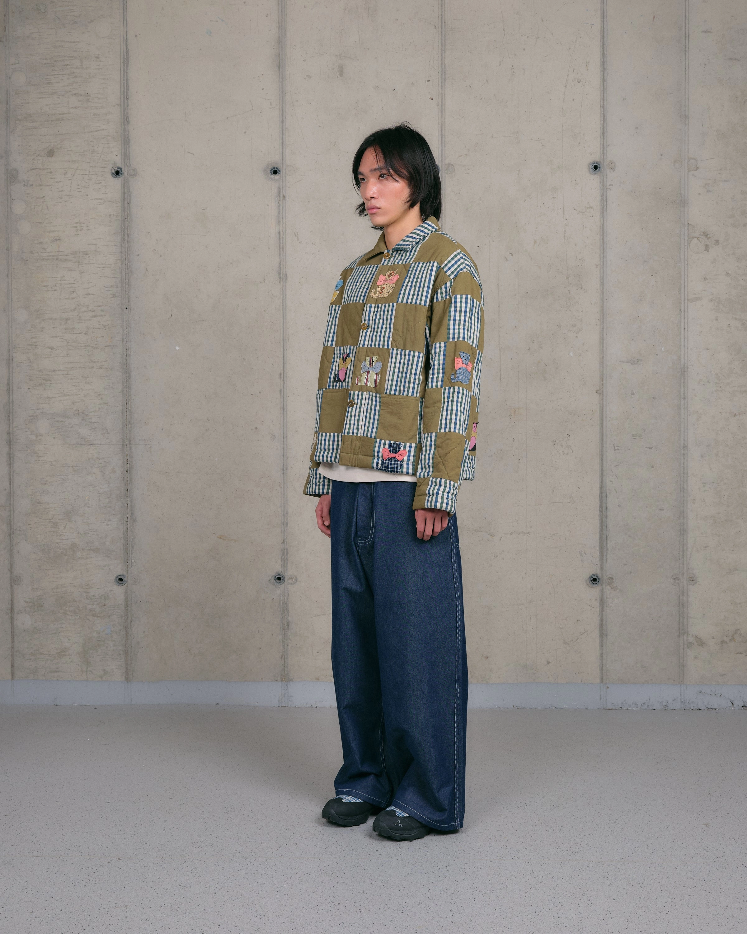 Short on Time Jacket - Tales Patchwork Classic Five Pocket Design Barrel Leg Construction