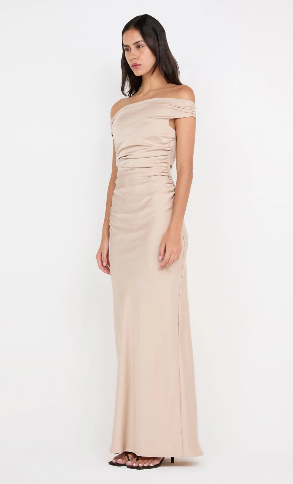 ETERNITY OFF SHOULDER MAXI - SAND Soft Stitch Layer Safe