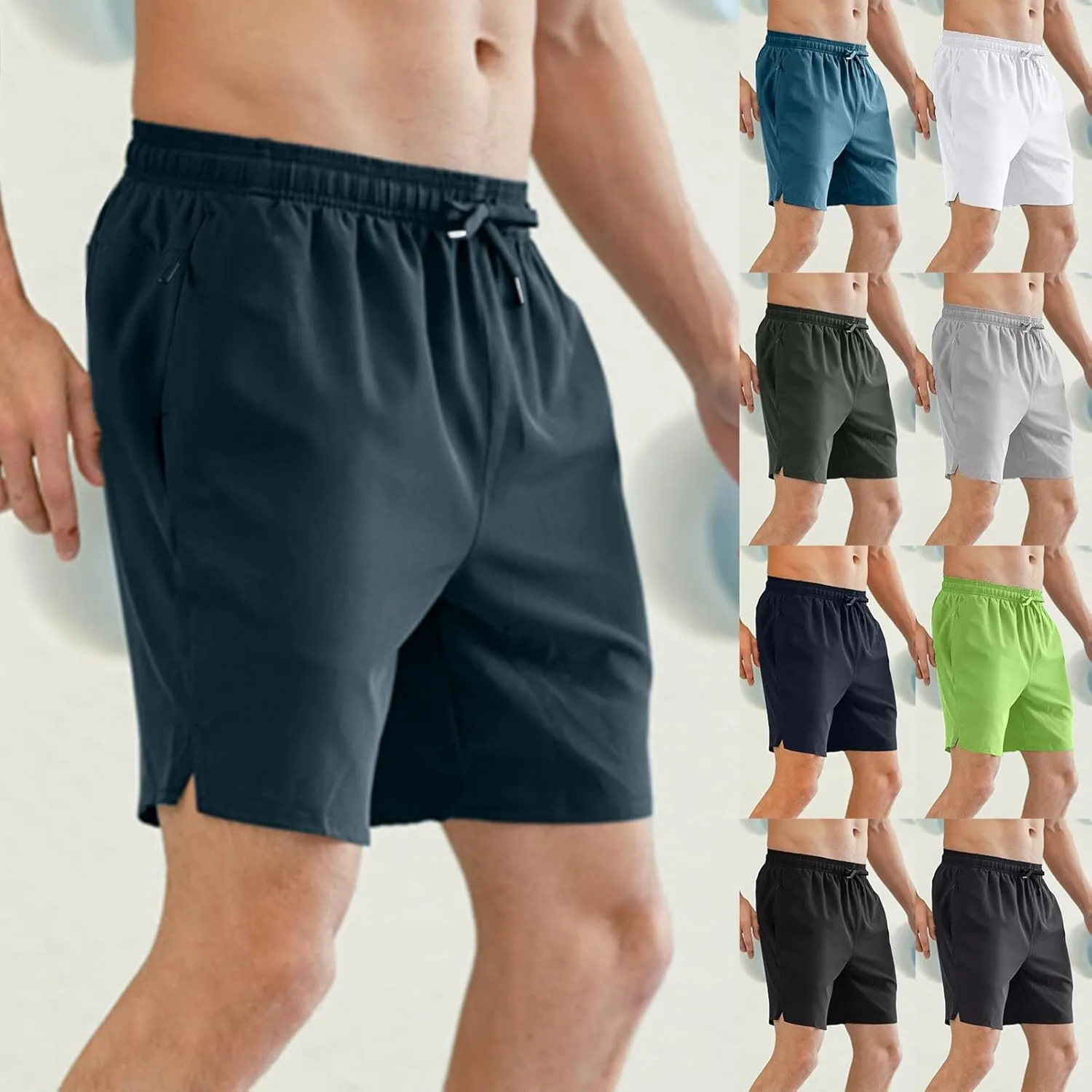 Shorts for Men Basketball Athletic Shorts Elastic Waist Drawstring Shorts Summer Beach Vacation Casual Shorts