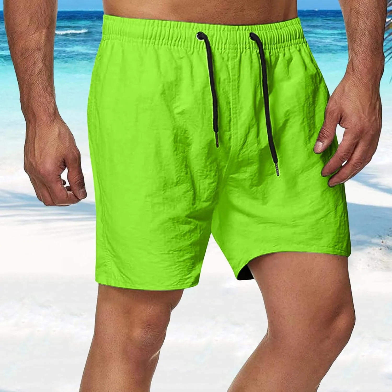 Shorts for Men Casual Lightweight Outdoor Shorts Summer Beach Vacation Shorts Elastic Waist Drawstring Shorts